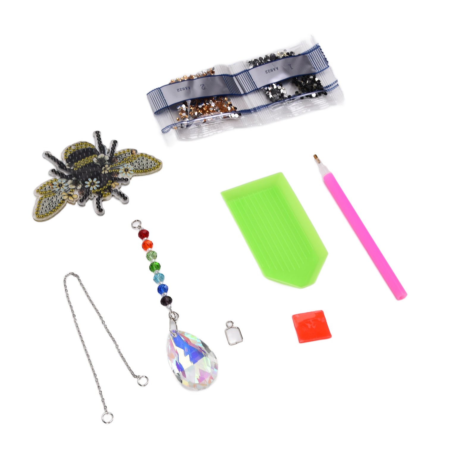 Rhinestone Painting Cute Bee Pattern Sparkling Pendant DIY Relaxing Crafts for Holiday Gift