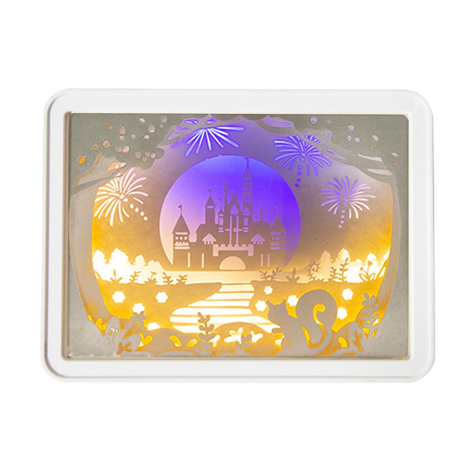 Papercut Light Box Soft Warm Light Romantic USB Battery Powered 3D Paper Carving Lamp for Bedroom Office Party Type 6 (Manual Switch)