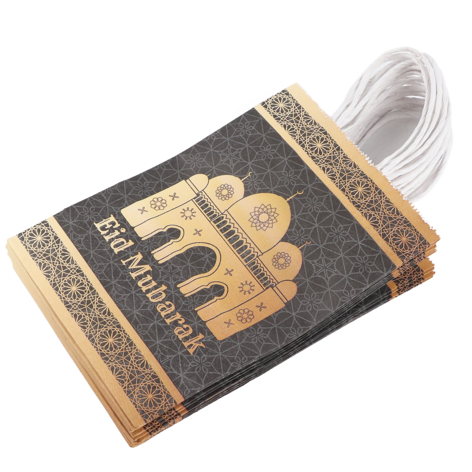 12Pcs Ramadan Gift Bag with Rope Handle Paper Decorations Tote Craft Supplies EID MUBARAK