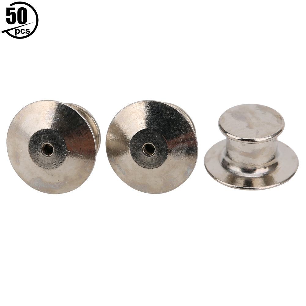 50pcs Brooch Pin Backs Bag Locking Fastener Flat Hat Name Tags Book Pin Keeper 7 x 10mmNickel