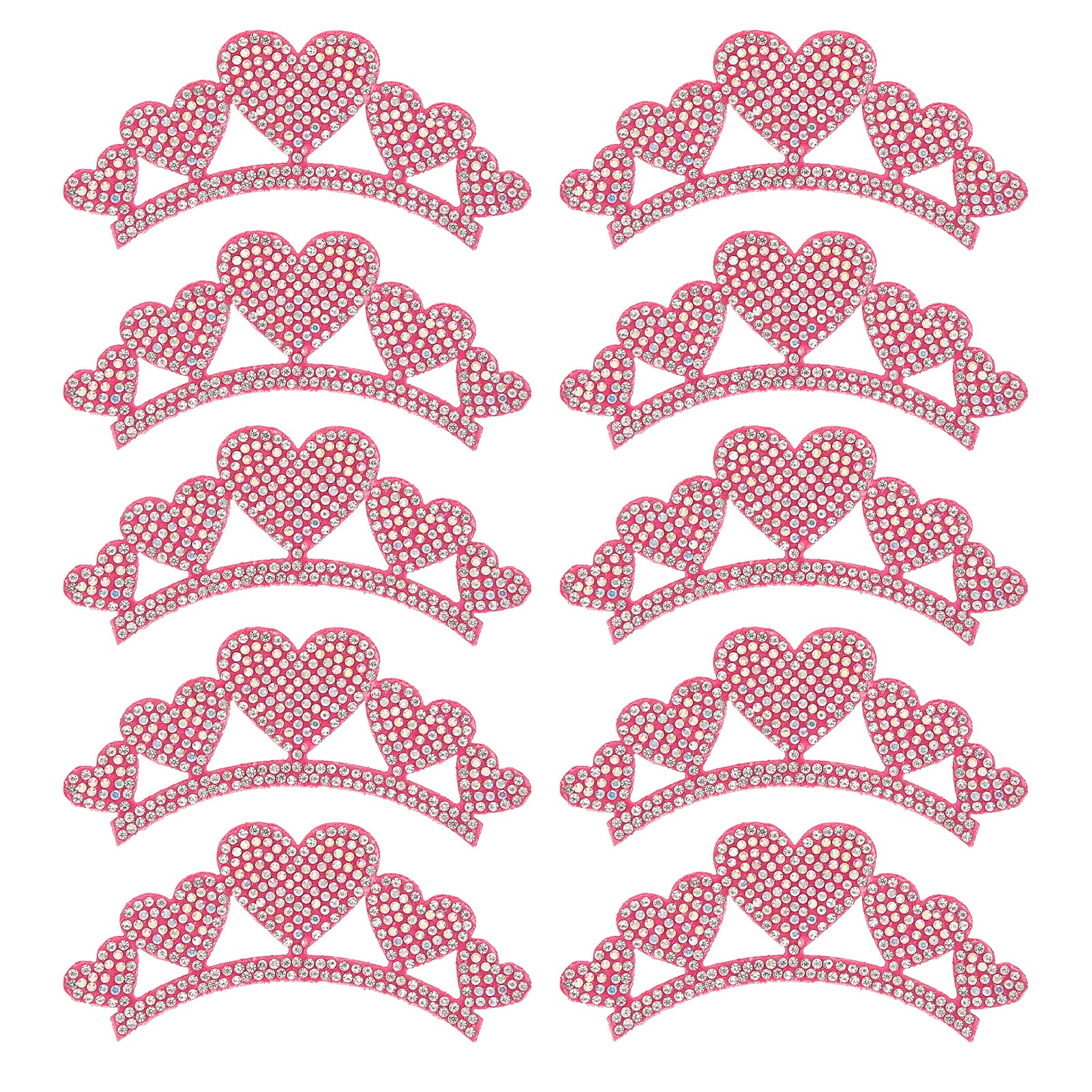 10PCS Rhinestones Cloth Applique Crown Shaped Patches Clothes Accessories10x4cm Heart Type