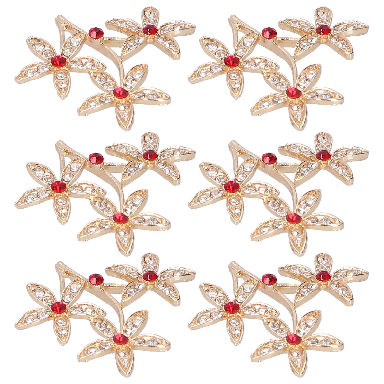 6Pcs Flower Shape Brooch DIY Rhinestones Brooch Pin for Shoes Clothes Jewelry Decoration(FivePointed Star Flower Branch )