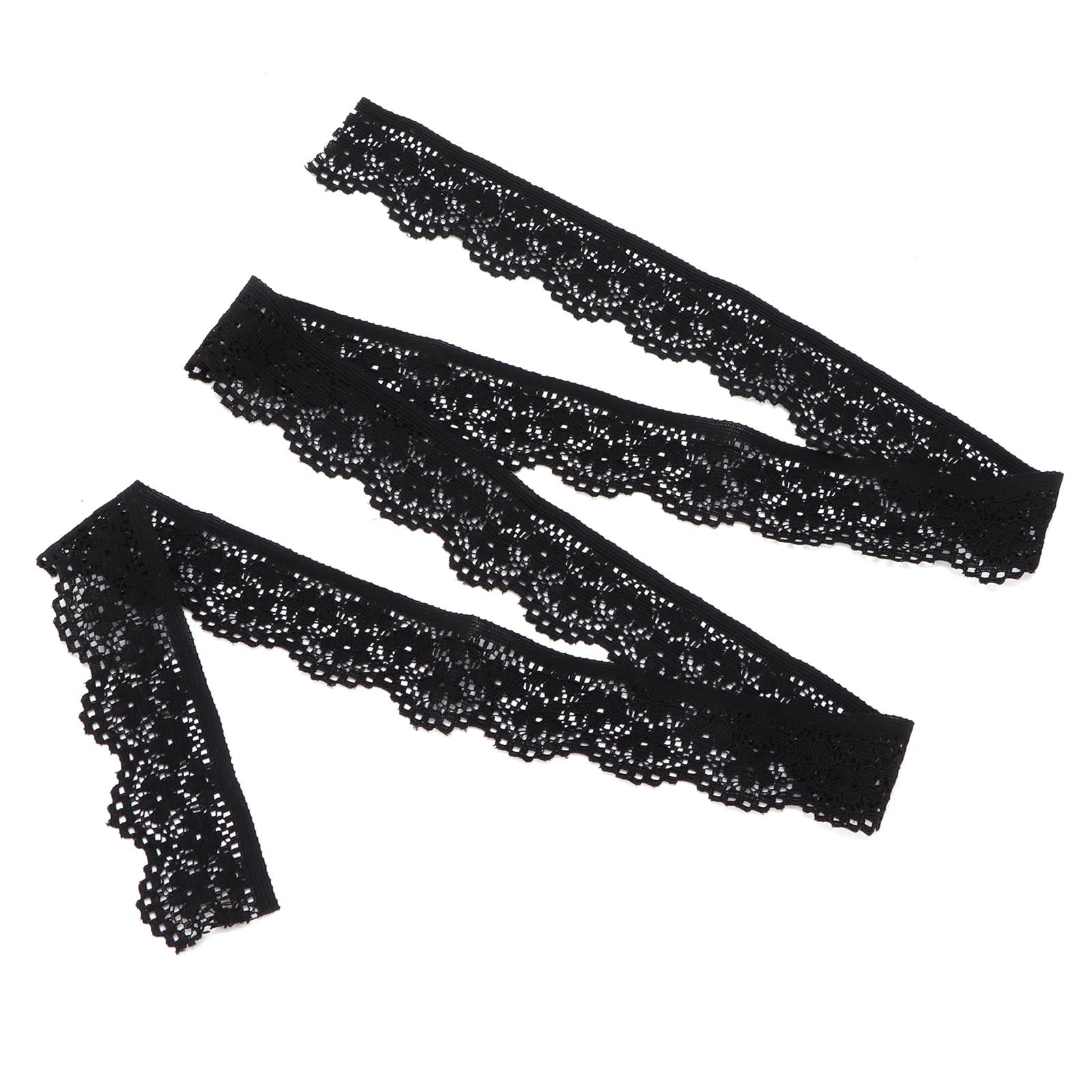 10 Yard Lace Ribbon 2.5cmWidth Black Single Side Wavy Nylon for Sewing Card Making