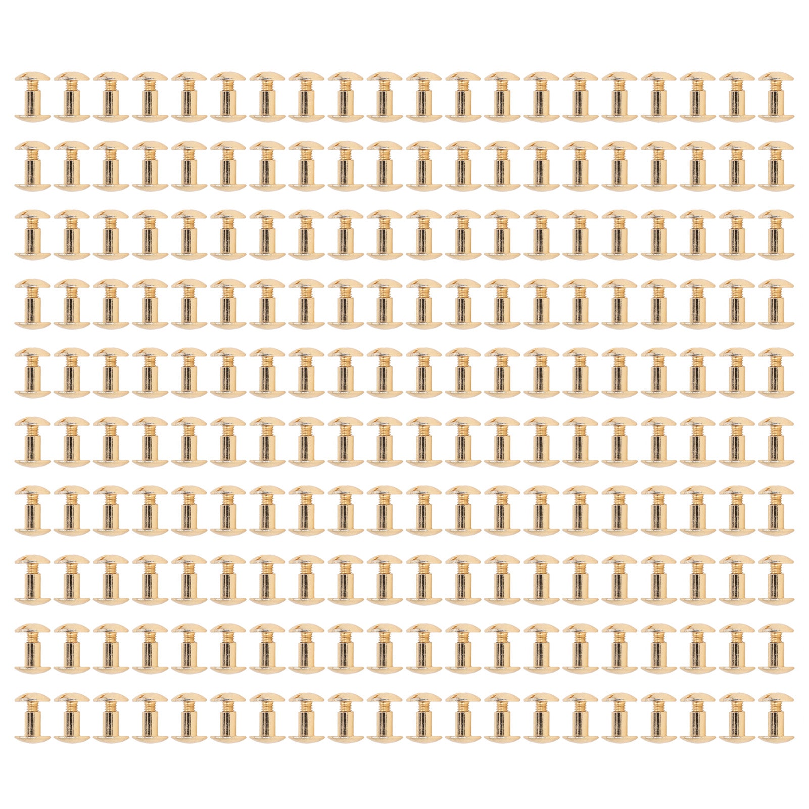 200 Sets Book Binding Screw Uniform Coating Curved Surfaces Brass Electroplating Treatment Chicago Screws Assortment Set Gold