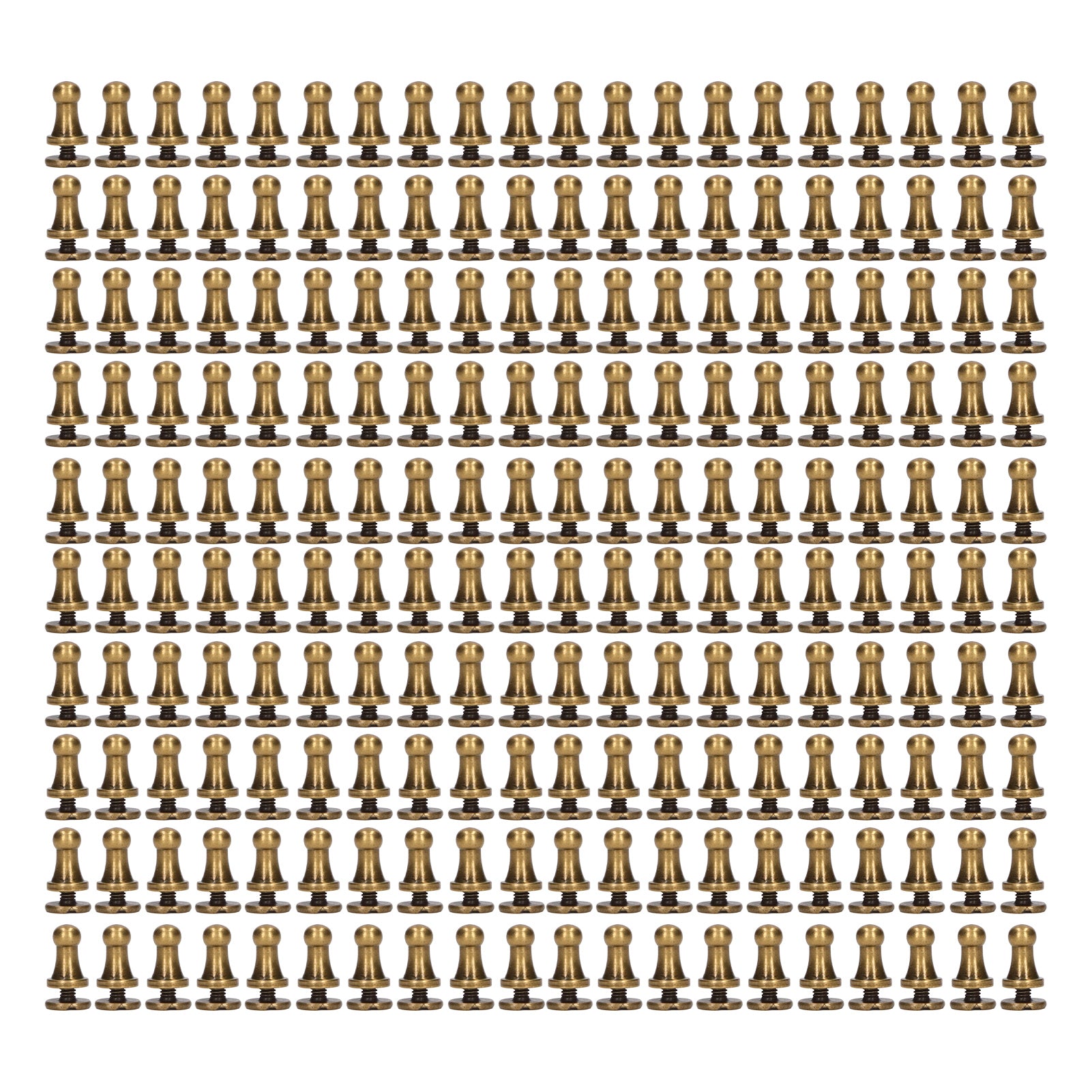 200 Sets Chicago Screws 6x4mm Pure Copper Strong Round Head Glossy Widely Used Leather Rivets for Leather Bag Clothes Bronze