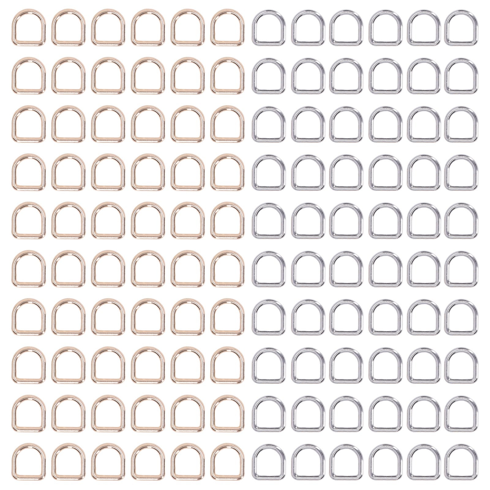 120Pcs Metal D Rings Gold and Silver Zinc Alloy Durable Rustproof Widely Used D Rings for Clothes Dog Collar Bag