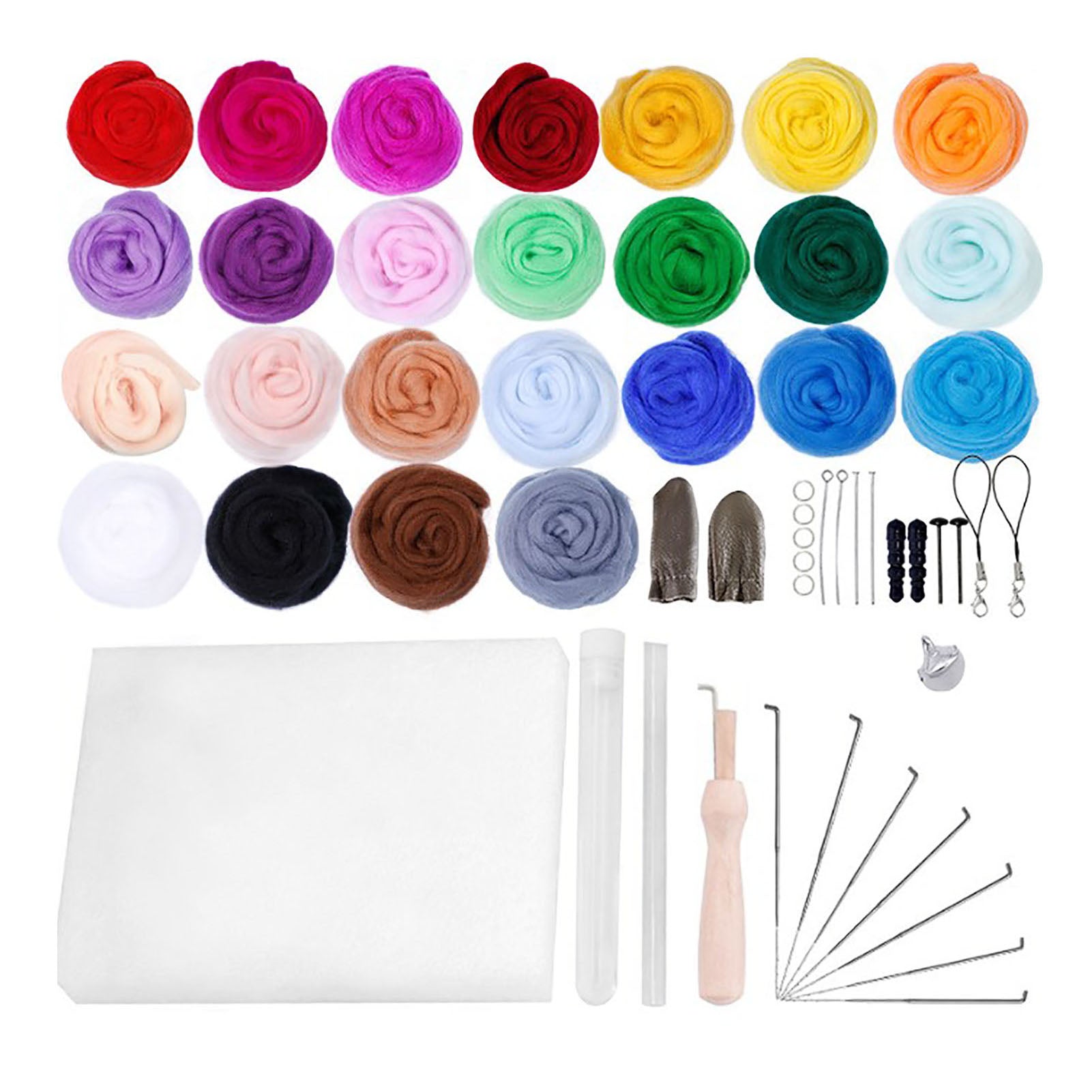 Needle Felting Kit 25 Colors Wool Fluffy Soft Eco Friendly Easy Operation Felting Kit for Craft DIY Sewing