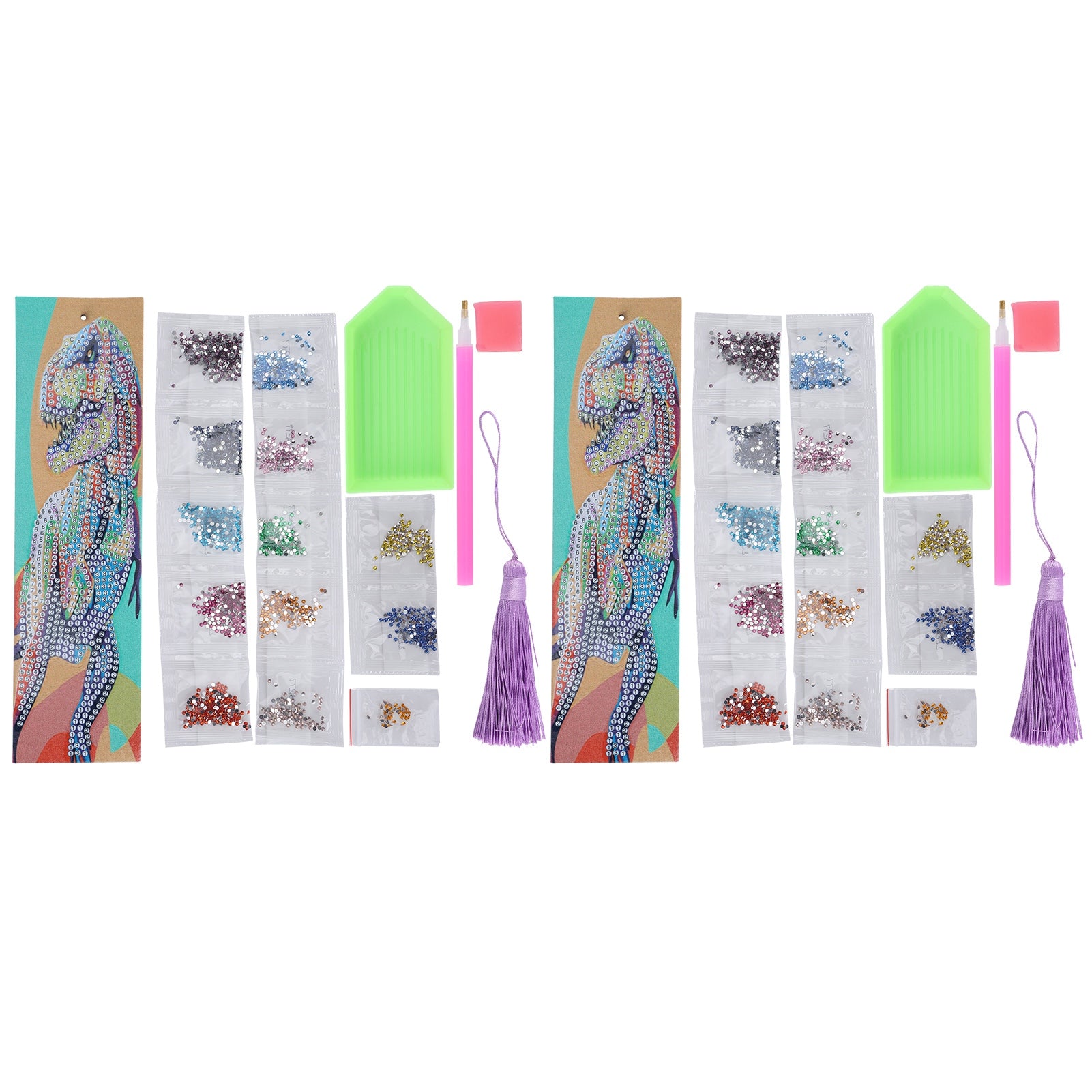 2 Set 5D Diamond Painting Resin DIY Embroidery CrossStitch Craft Colorful Dragon Pattern