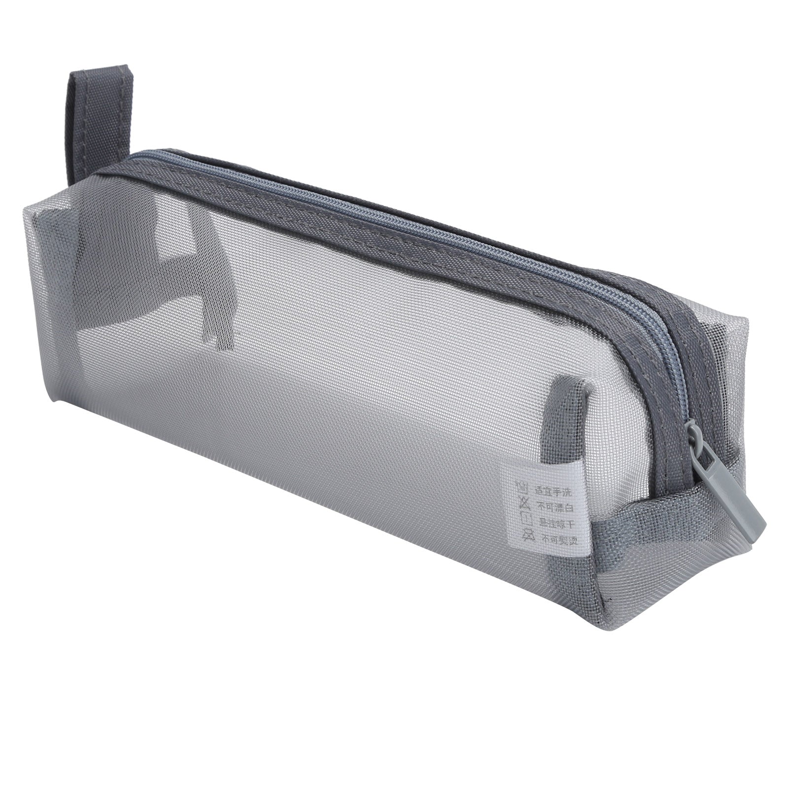 Simple Pencil Case Zipper Nylon Mesh Pen Storage Bag Pouch for Teen Boys Girls School StudentsGray