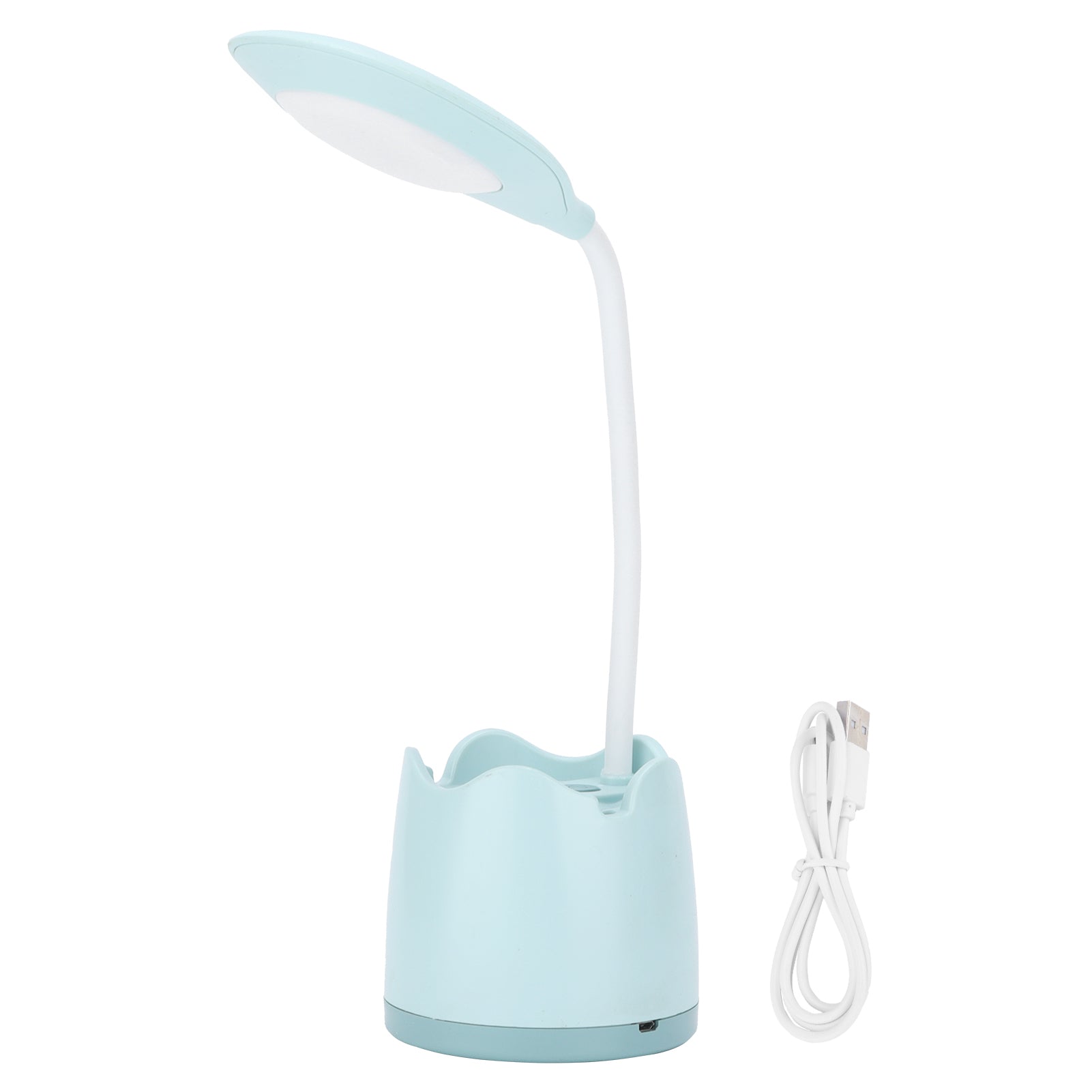 Cute Desk Lamp with Pen Container Phone Holder 2 Brightness Levels EyeCaring LED(Blue )