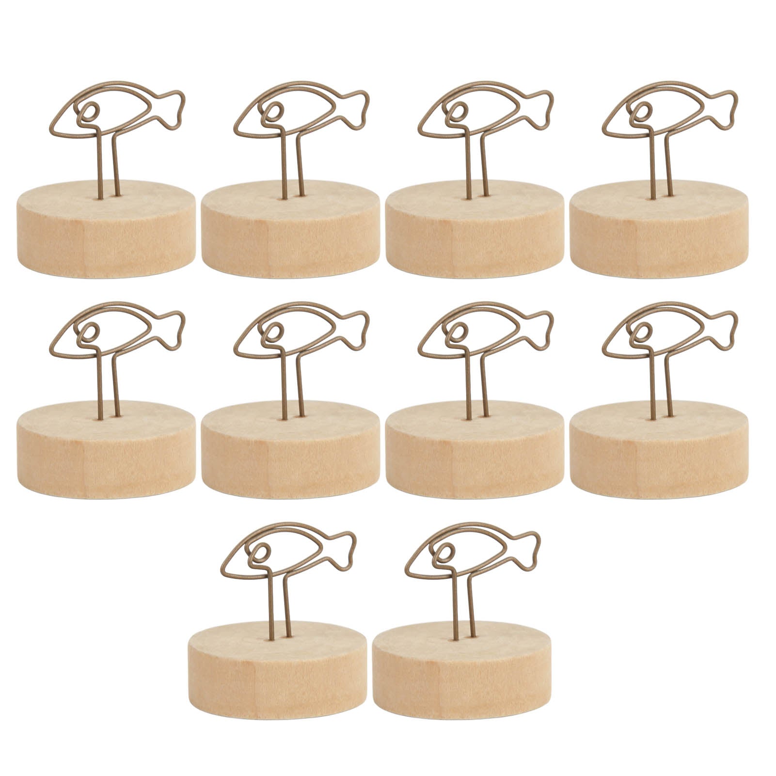 10PCS Table Number Holder Fish Shape Name Card Clips Vertical Type Simple Cute Place Card Holder with Log Base for Office