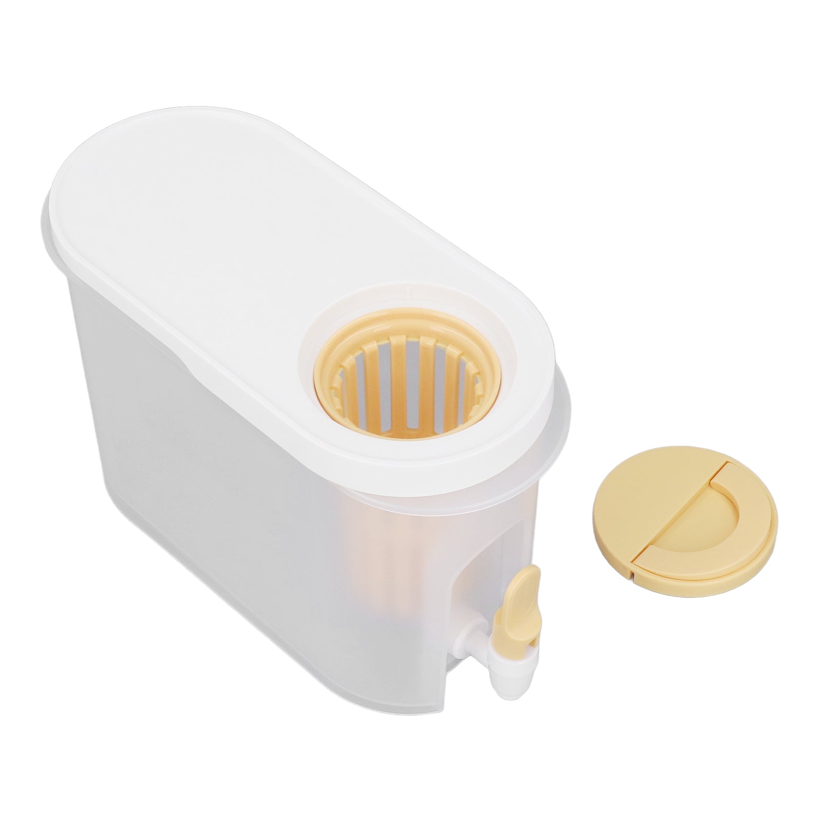 3.9L Cold Kettle with Faucet Large Capacity Double Filtration Space Save Drink Dispenser with Lid for Kitchen Home Party Bar Yellow