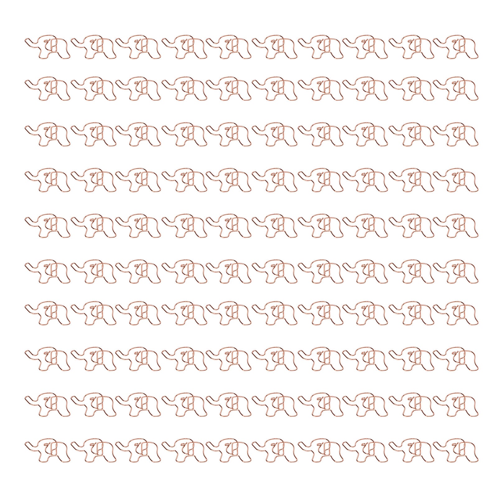 100pcs Metallic Paper Clips Electroplating Process Rose Gold Paper Clips Non Skid with Storage Box for File Classification Baby Elephant
