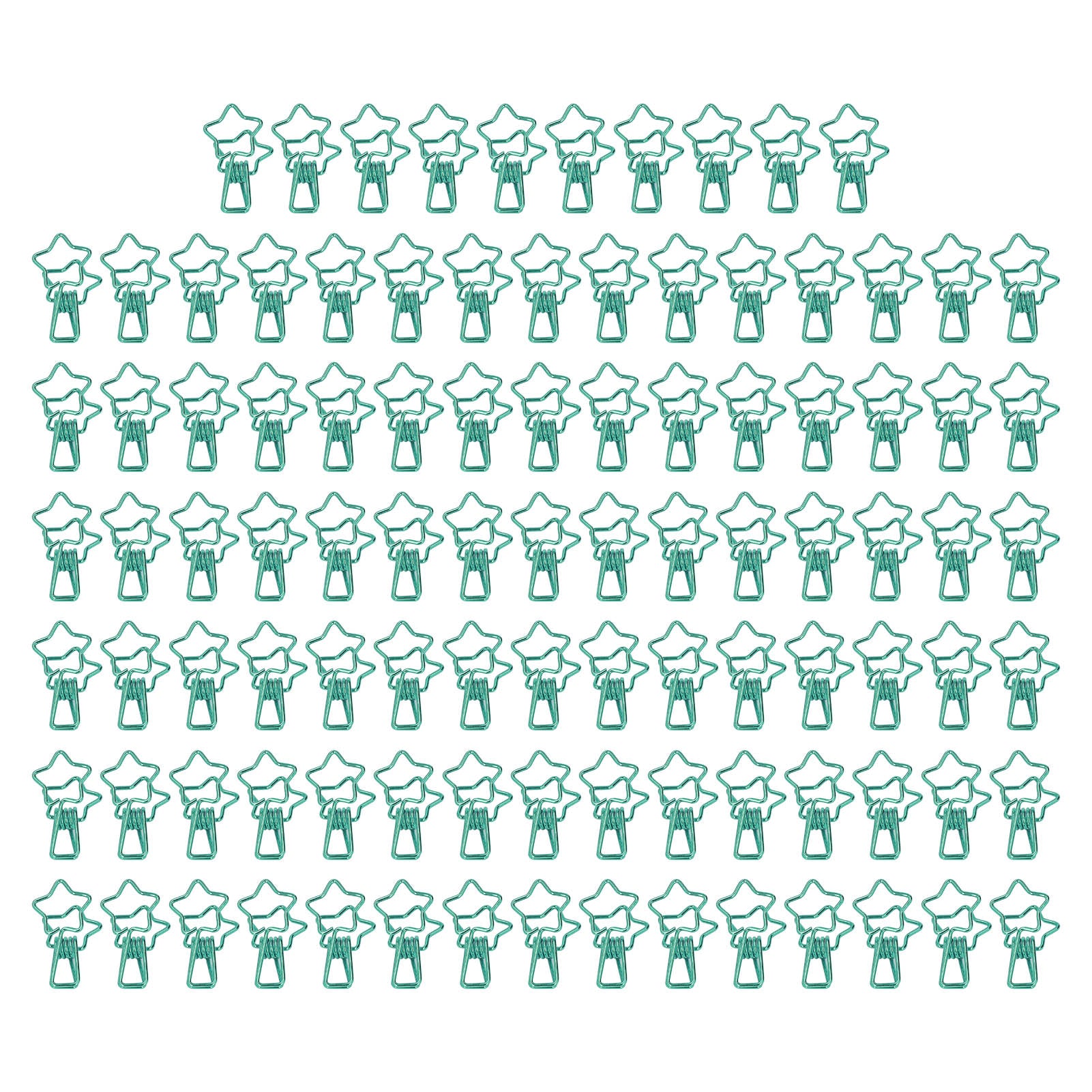 100pcs Star Binder Clips for Student Cute Cartoon Strong Clamping Force Sturdy Metal Paper Clamps for Account Tickets Green