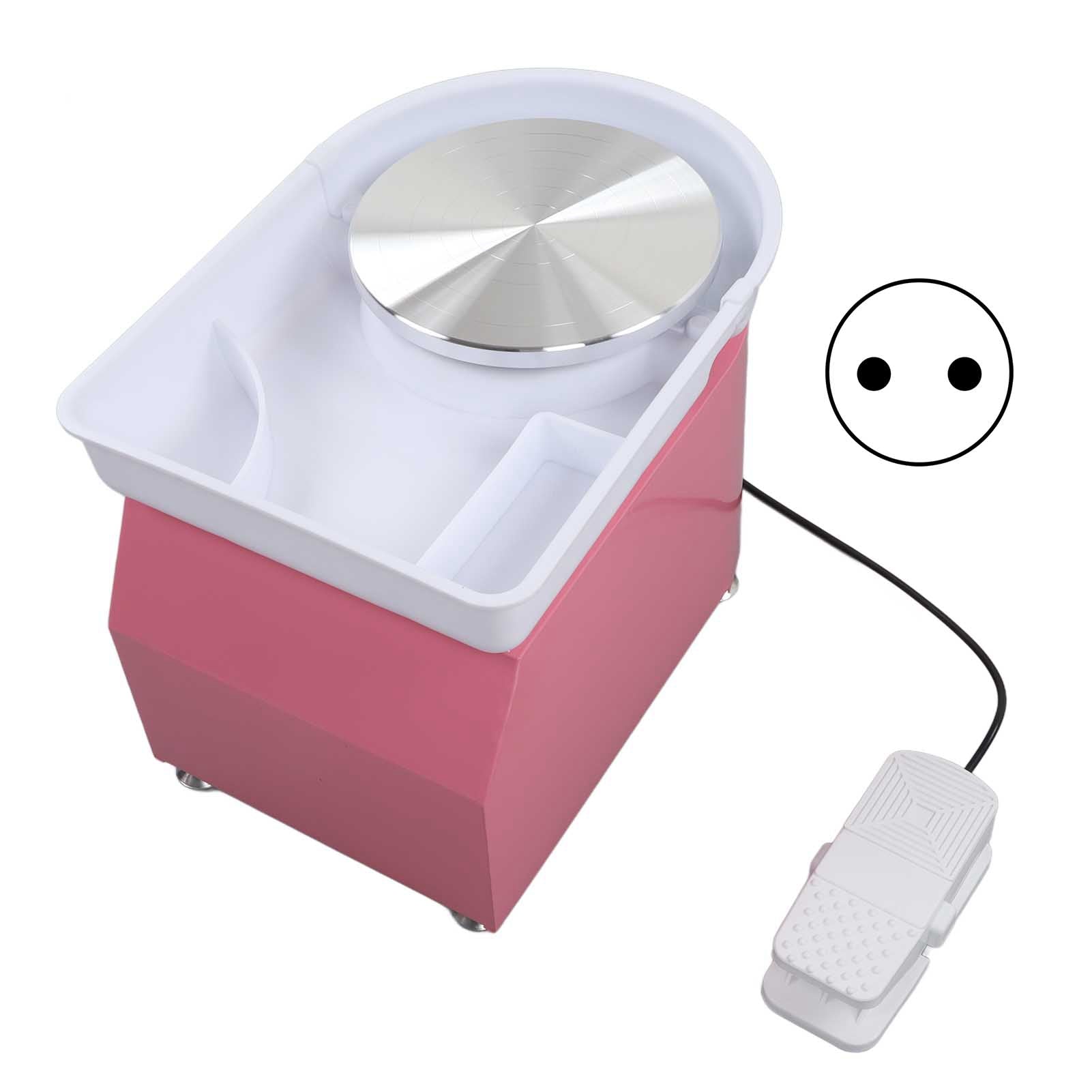 Pottery Wheel Machine Stepless Speed Change Brushless Removable Tray Low Noise 350W Pink Electric Pottery Wheel for Kids EU Plug 220V