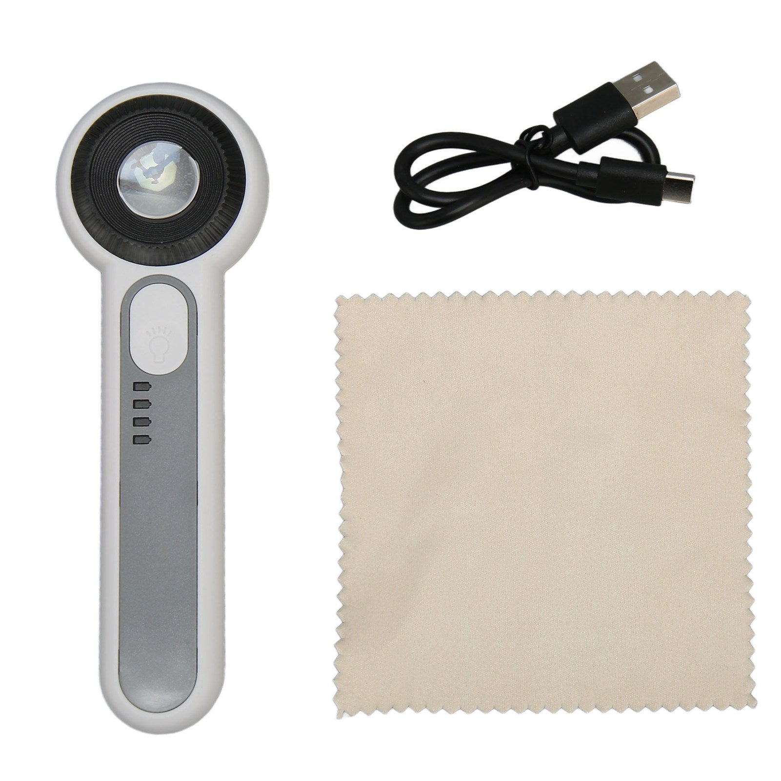 30X Handheld Magnifier 3 Levels Brightness Adjustment Touch Control LED Lighted Magnifier Glasses with Battery Indicator