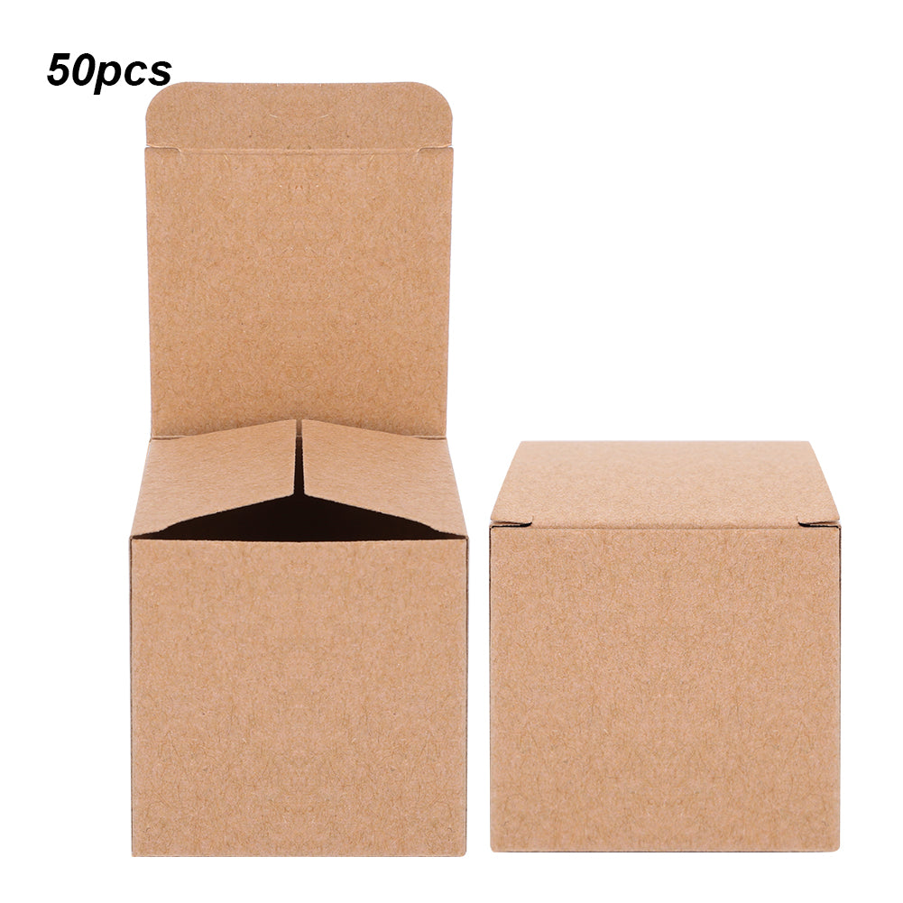 50PCS Kraft Paper Box Folding Retro Gift Boxes Craft Carton Set for Christmas / Wedding50PCs Paper Box / Set (without Hemp Rope)