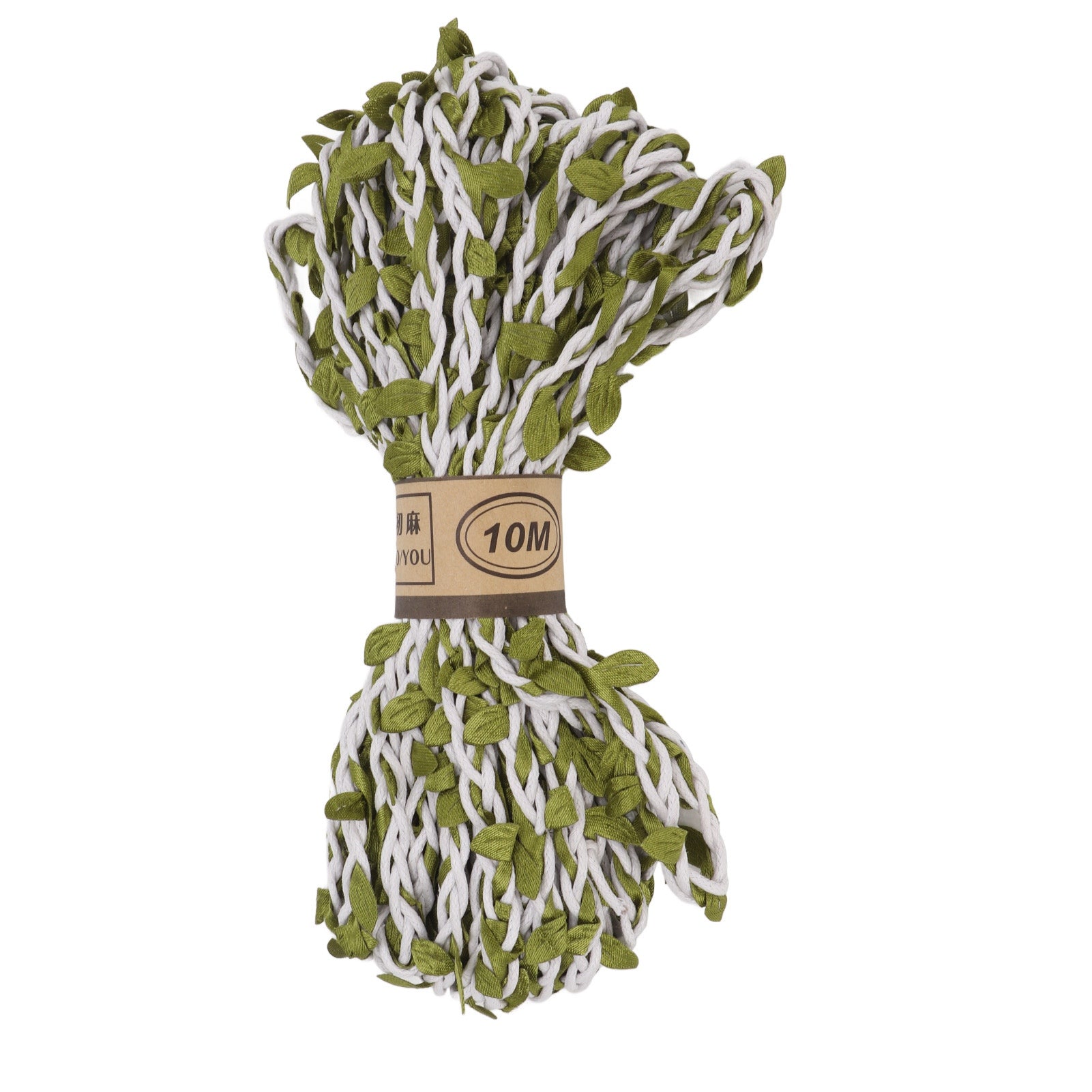 1 Roll 10m Green Leaf Hemp Rope Washable Sun Resistant DIY Multistrand Jungle Vines Hemp Rope Decorative WreathWhite