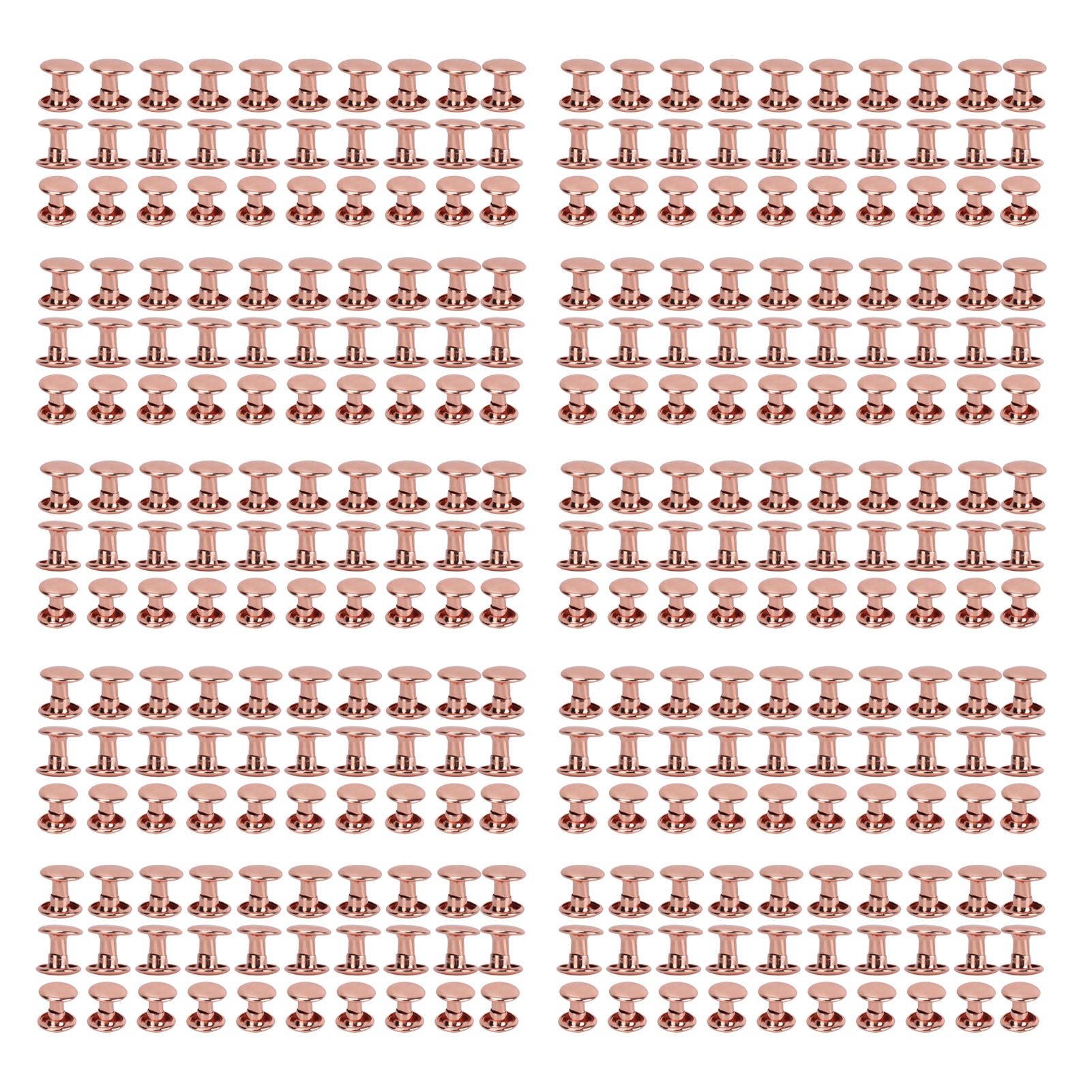 300 Sets Leather Rivets 6x8mm 7x8mm 8x8mm Rose Gold Strong Metal Double Cap Rivets for Hat Belt Shoes