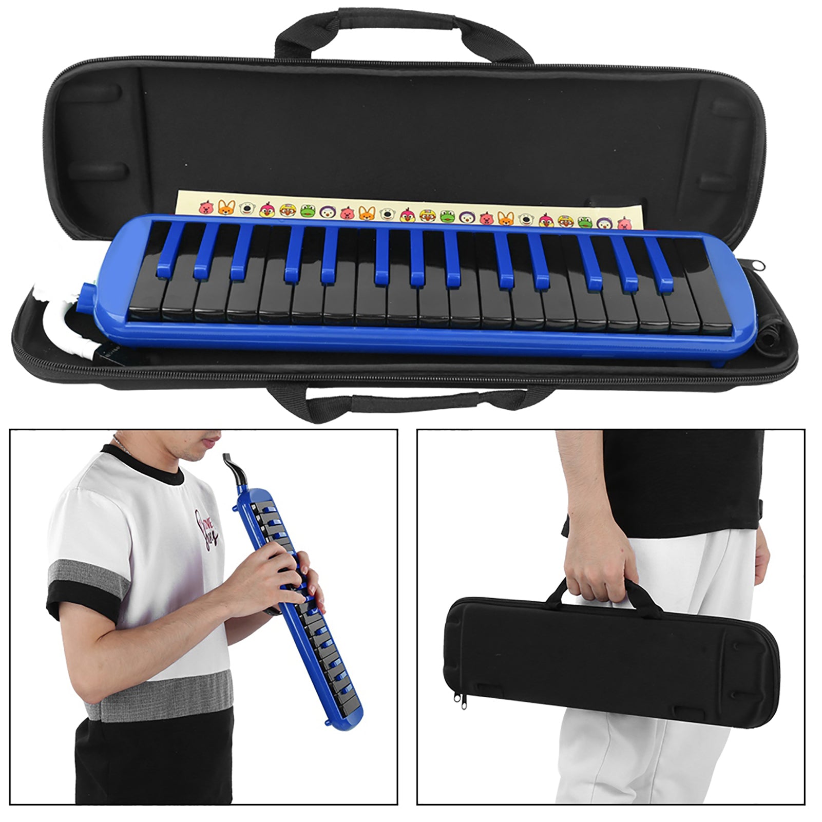 Melodica 32 Key Wind Musical Instrument Suitable for Beginner Practice Bag F32s(Blue )