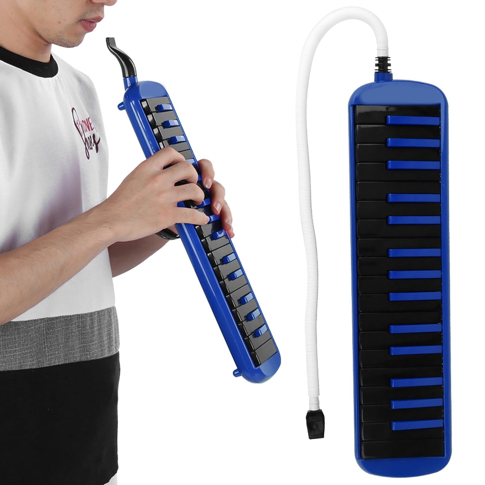 Melodica 32 Key Wind Musical Instrument Suitable for Beginner Practice Bag F32s(Blue )