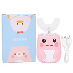 Children Electric Toothbrush Teeth Cleaning Massage UShape Waterproof Automatic Toothbrush(Pink )
