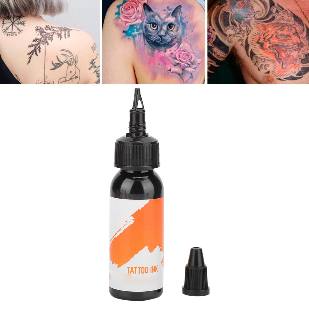Professional Tattoo Ink Long Lasting Fast Coloring Tattoo Pigment (Orange Label) 29.6ml(Black )