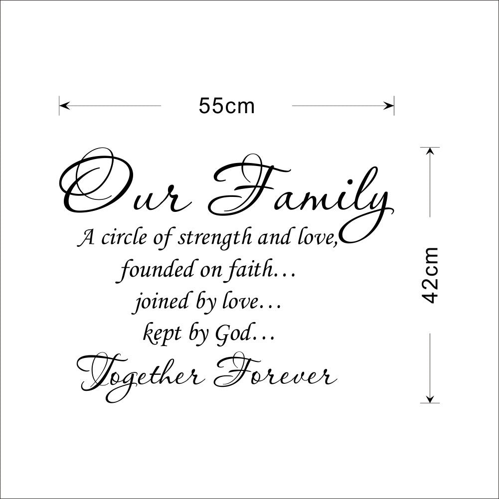 "Our Family" Wall Decal Bedroom Living Room English Letters Proverb Background Sticker Decor
