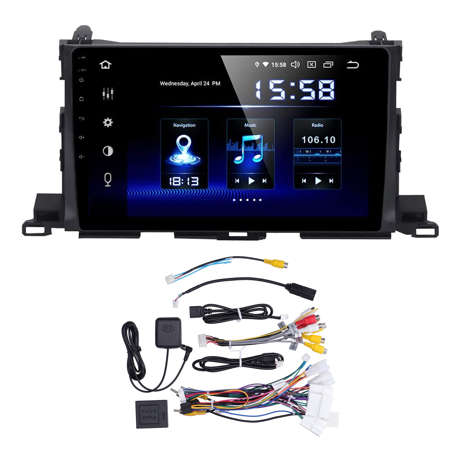 10.1in Car Multimedia Player GPS Navigation for Android10.0 WiFi Touch Screen Fit for Highlander 20152019(2+32G )
