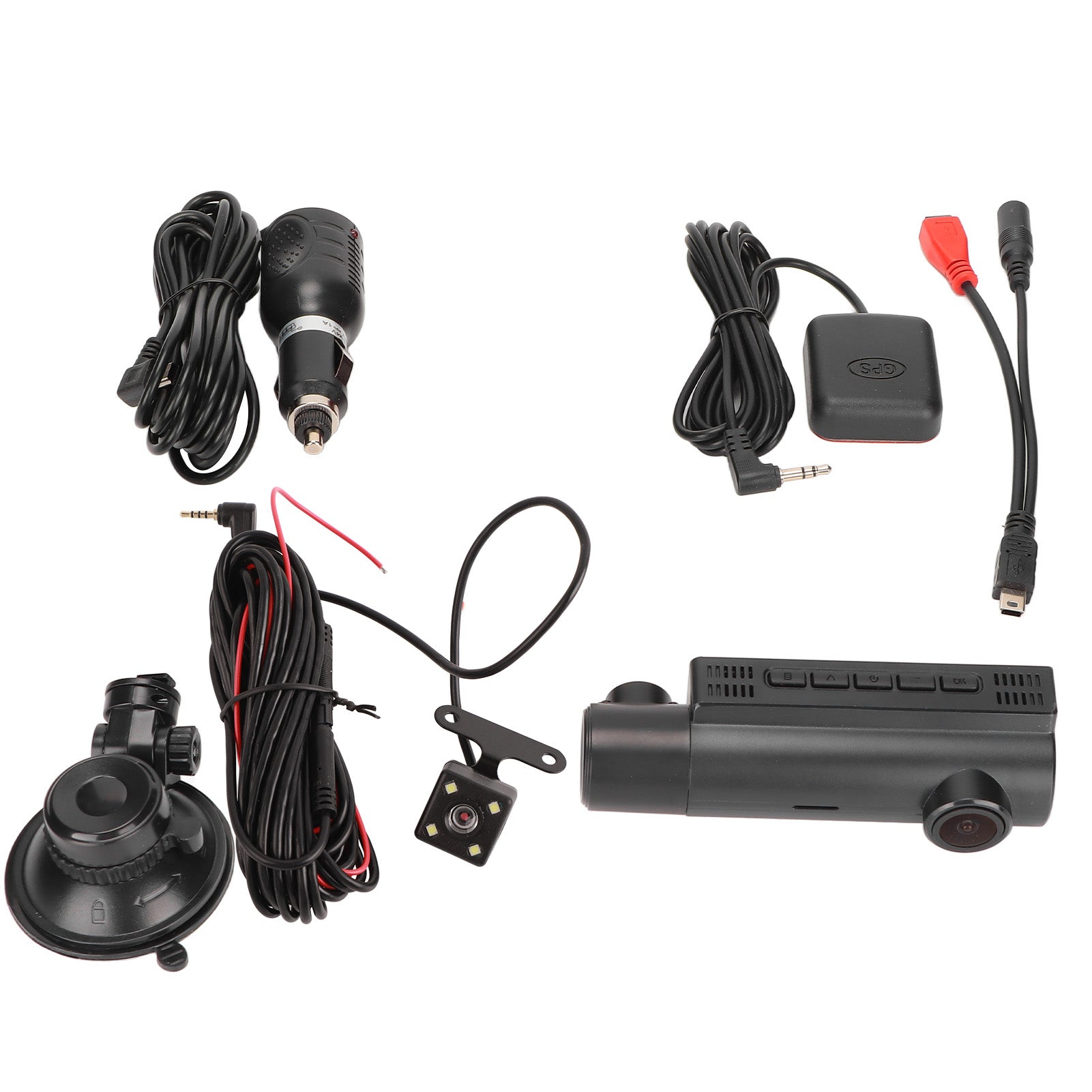 3 Channel Dash Cam GPS Car Recorder Front Interior 1080P Rear 480P Loop Recording Night Vision Parking Mode