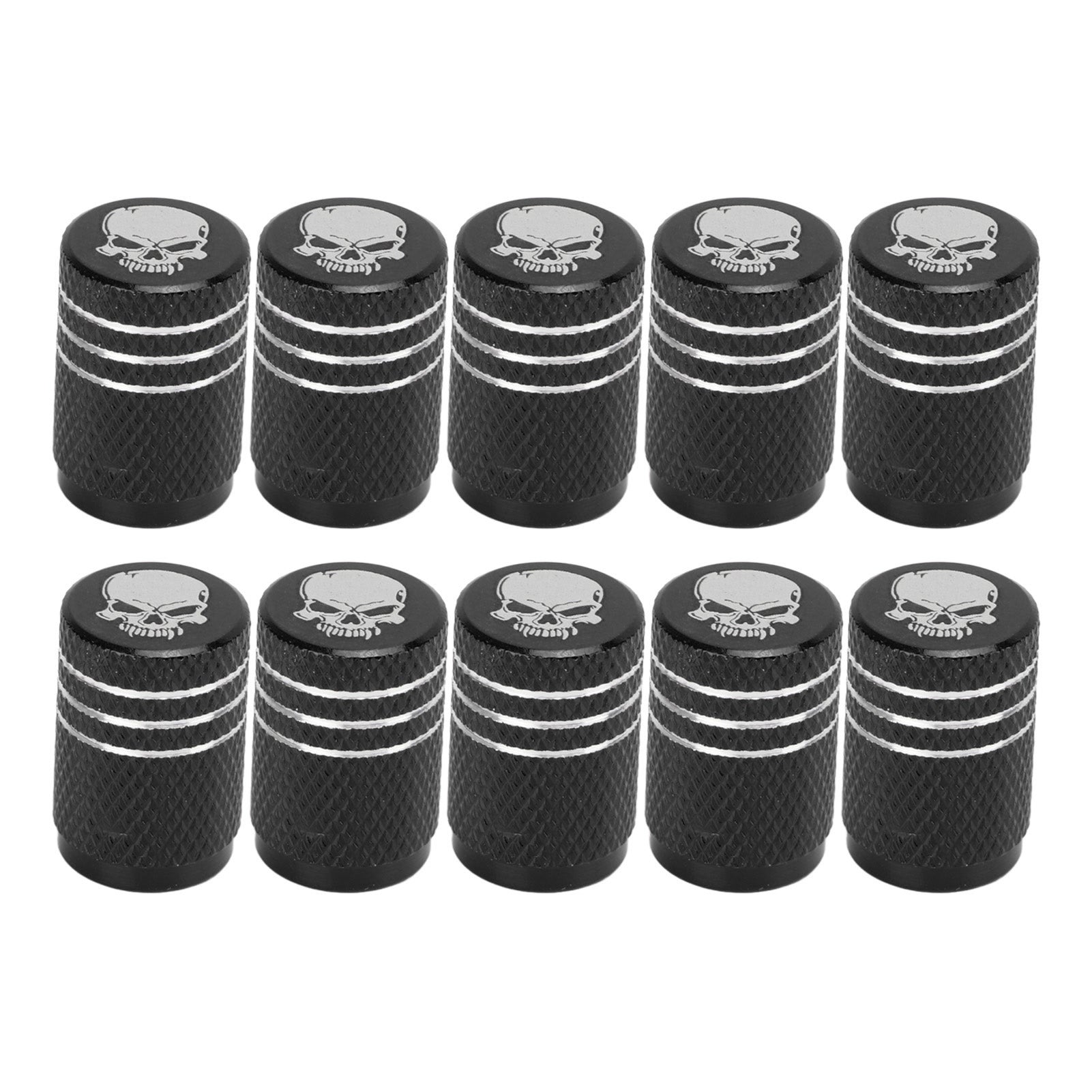 10 Pieces Skull Pattern Car Wheel Tire Valve Stem Caps Universal for Cars SUVs Bikes Trucks Motorcycles Black