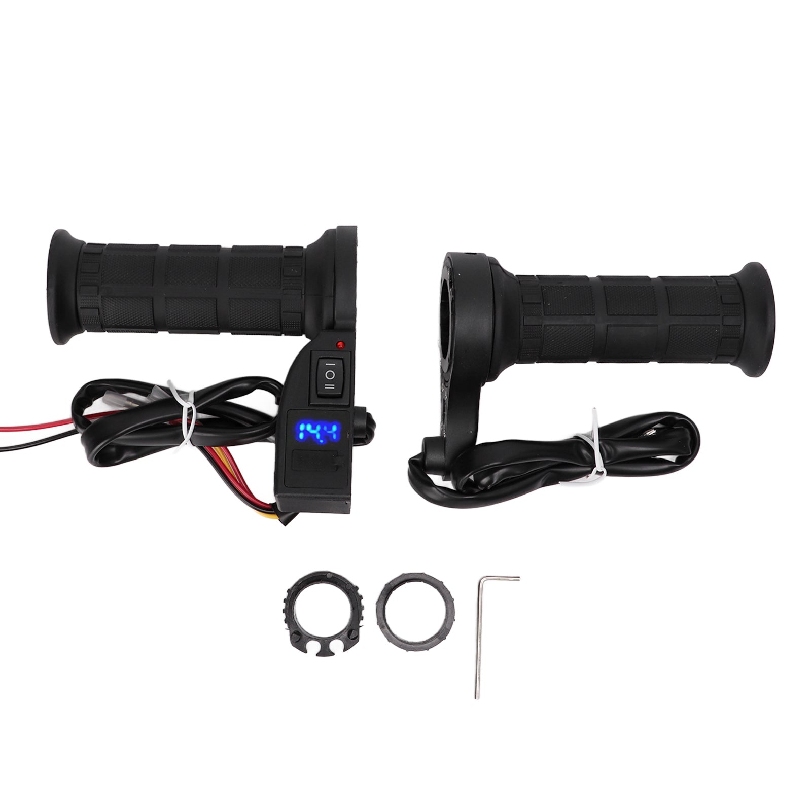 Electric Heated Grips Universal Adjustable Temperature 22mm Handlebar with Voltmeter for ATV MotorcycleBlue