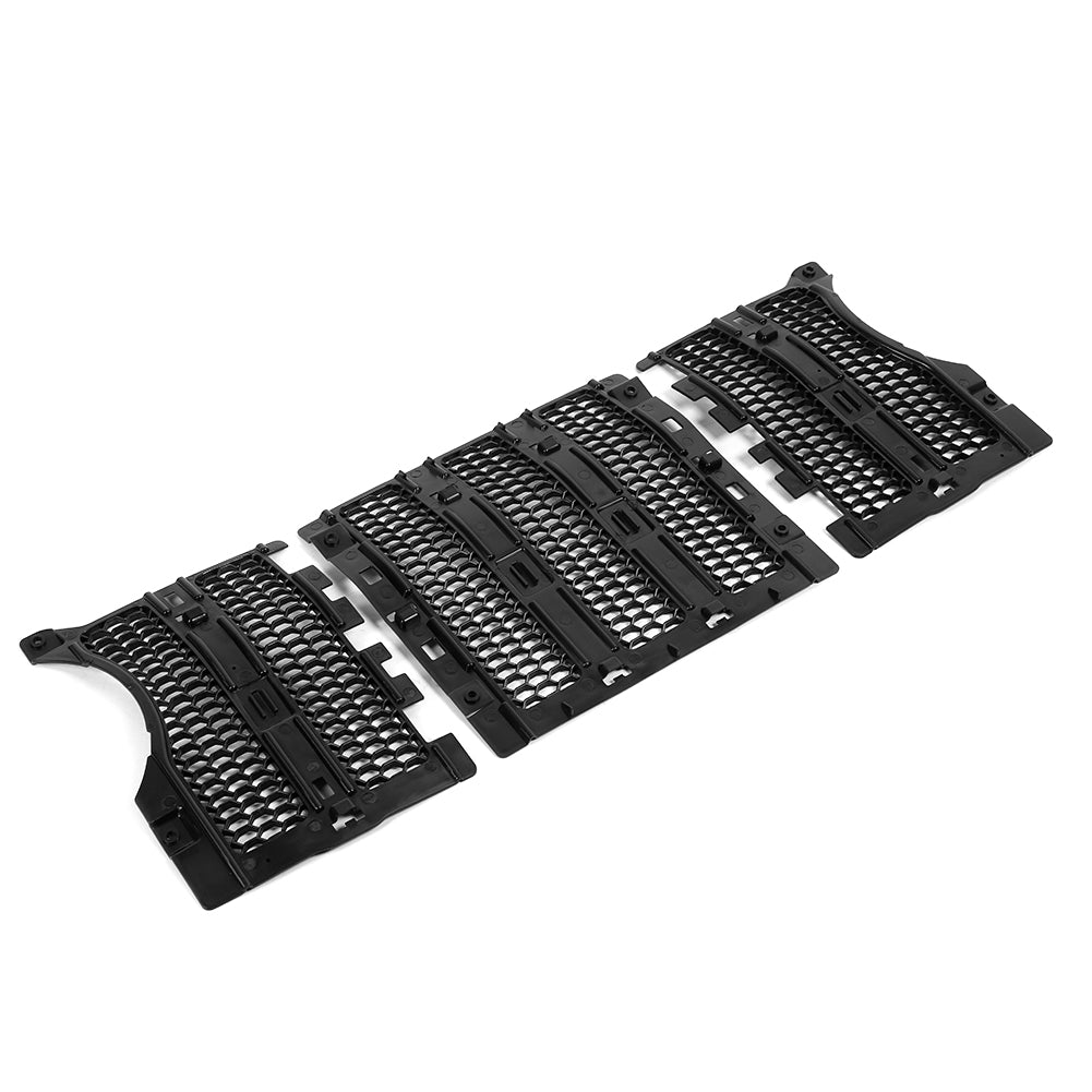 3pcs Middle Mesh Insert Grille Grill Cover Black Racing Fit for Jeep Wrangler JL 2018 +
