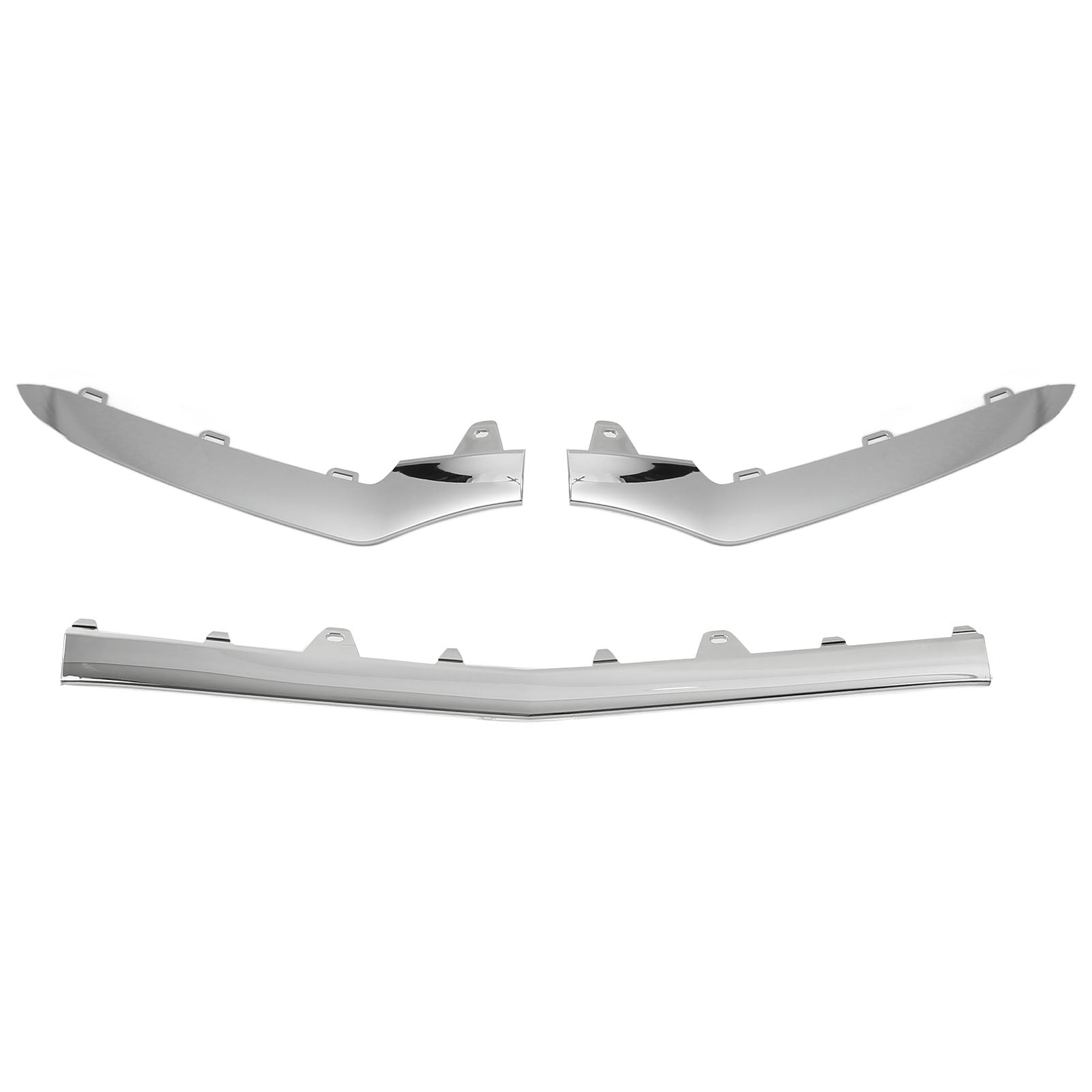 3pcs Gloss Chrome Front Bumper Lower Trim Replacement for Mercedes‑Benz E‑Class W212 AMG Line Facelift 2014‑2016