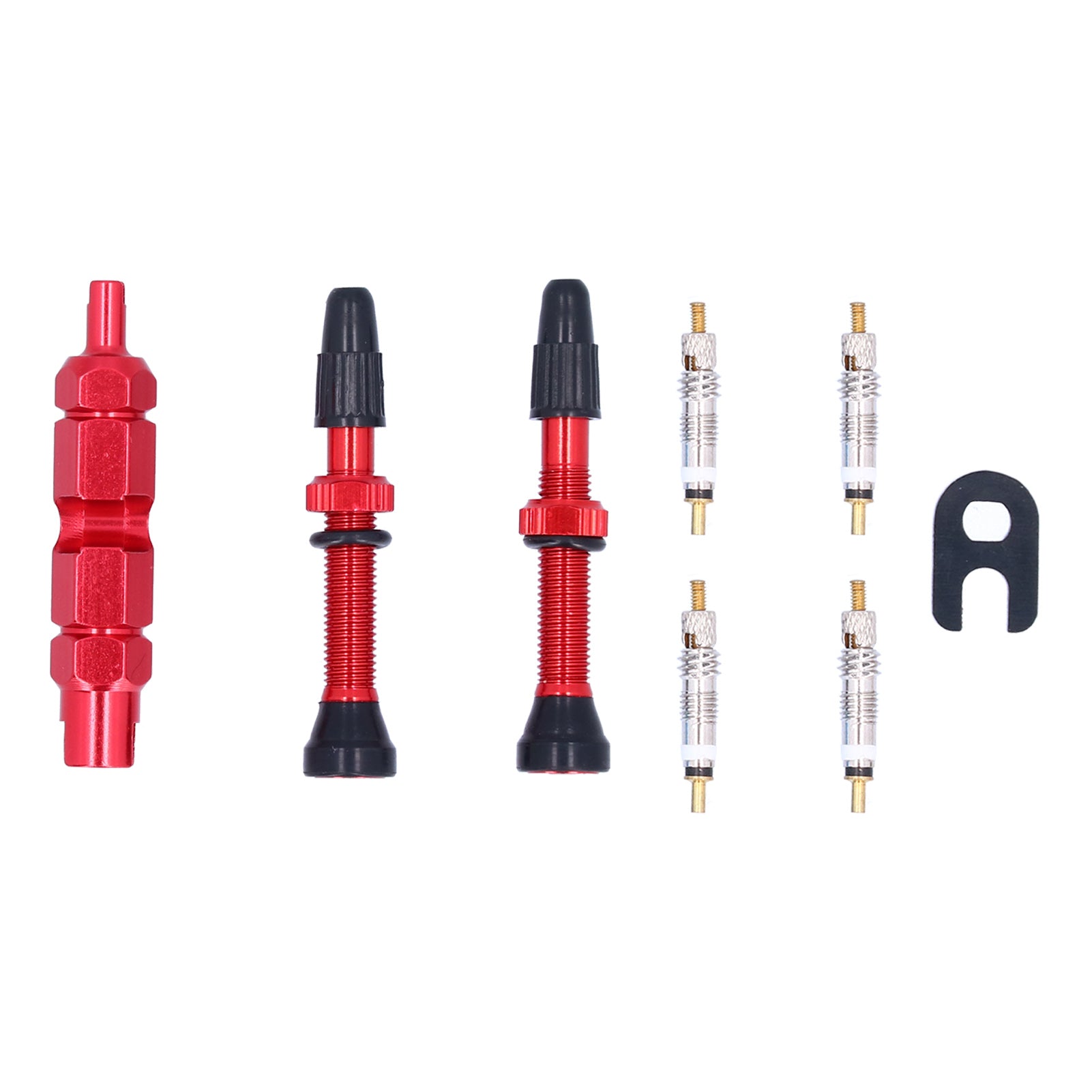 1.6in Tubeless Valve Stem French Type Aluminum Alloy Accessories for Road Bicycles Mountain BikesRed