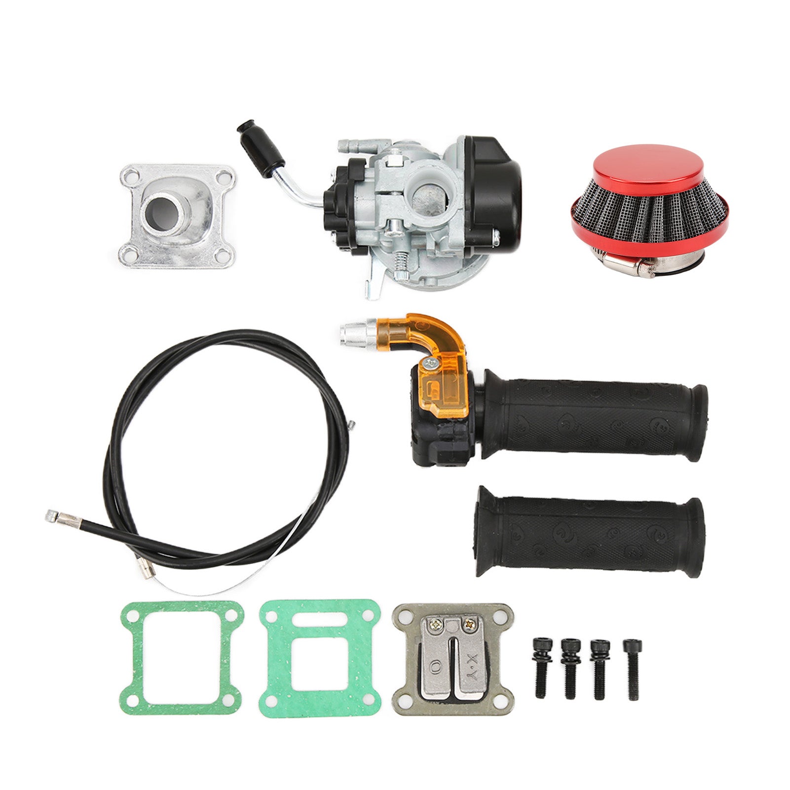 0.7in Carburetor Air Filter Throttle Grip Kit for 2 Stroke 47cc 49cc Mini Pocket Bike Quad Chopper ATV