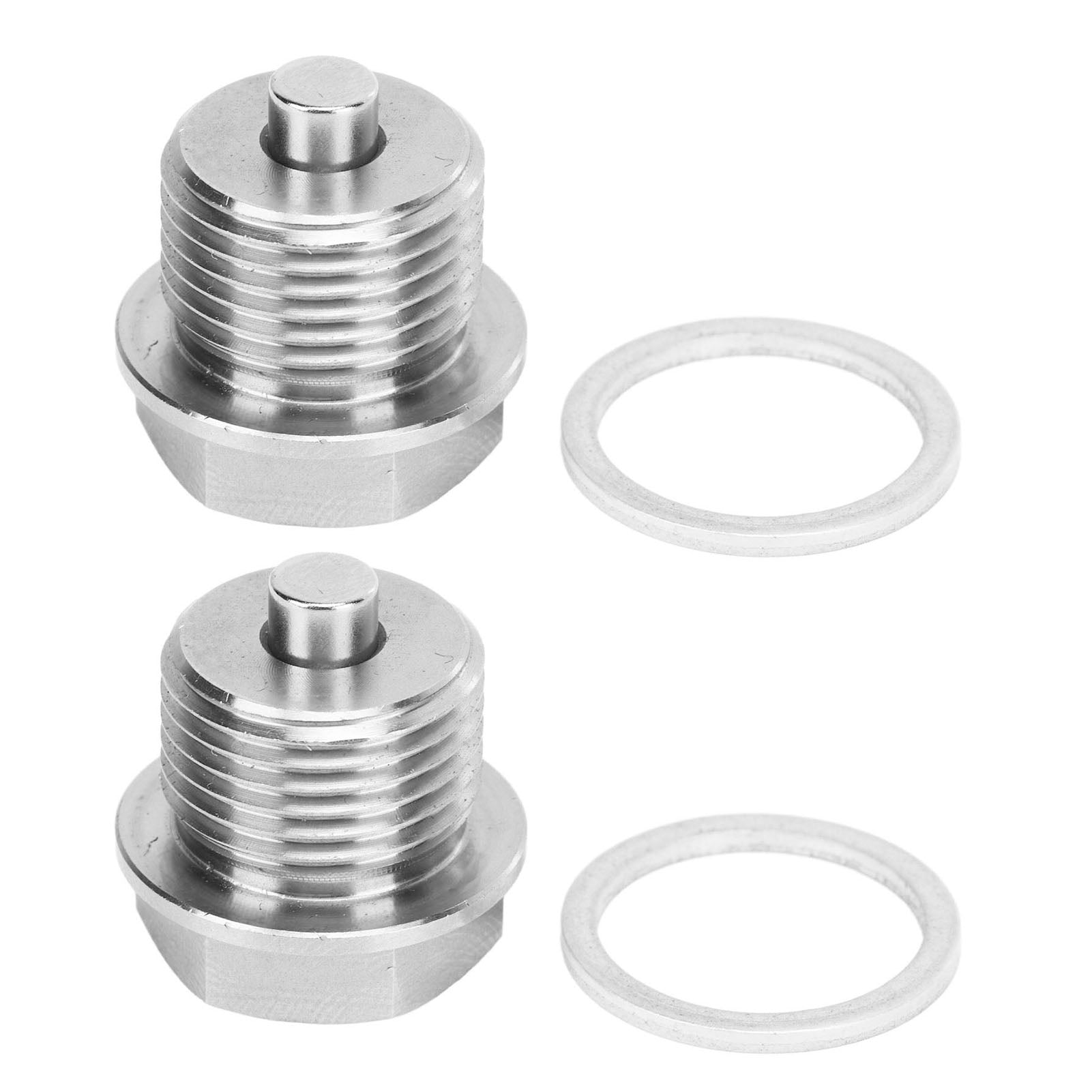 1 Pair Oil Drain Plug with 2pcs Washer Stainless Steel Magnetic Oil Sump Nut Replacement for GM KIA and CRV Pilot