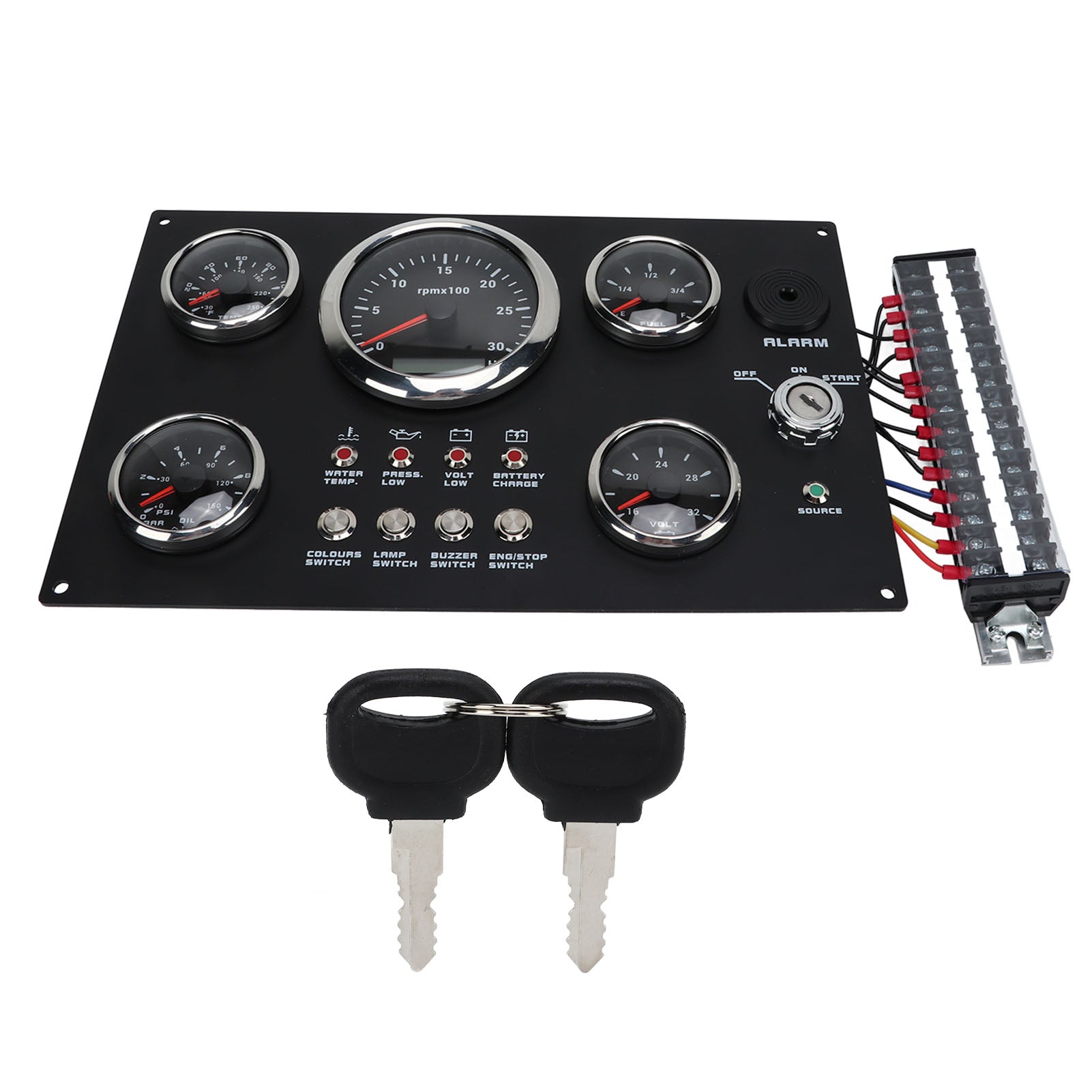 Digital Gauge Cluster Panel Display RPM Fuel Level Oil Pressure Water Temp Voltage 7 Color Backlight for RV Boat Yacht