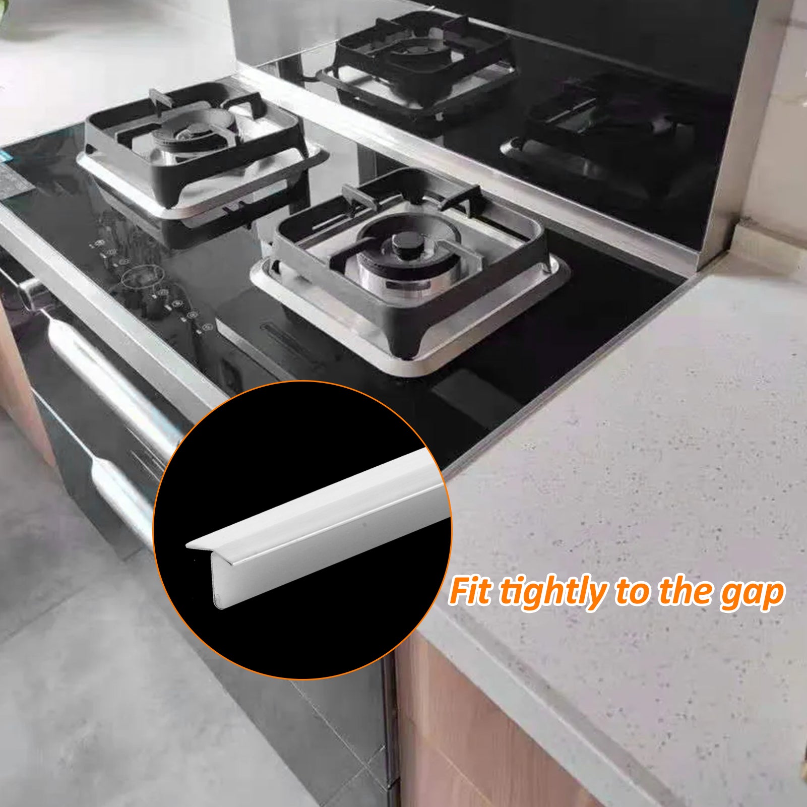 2 Pack 20.27Inch Stainless Steel Stove Gap Cover , Stove Filler Between The Countertop And Stove Top, Effectively Seal The Gap Between The Cabinet And Stove To Prevent Oil Spills On The Countertop