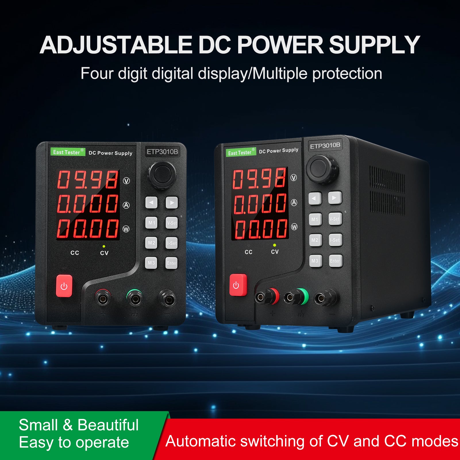 East Tester ETP3010B DC Regulated Power Supply 300W 30V 10A Single Channel DC Regulated Power Supply High Precision Encoder Adjustment Maintenance Storage Remote Control Multifunctional Power Supplys 4 Digits LED Display Regulated Power Supply