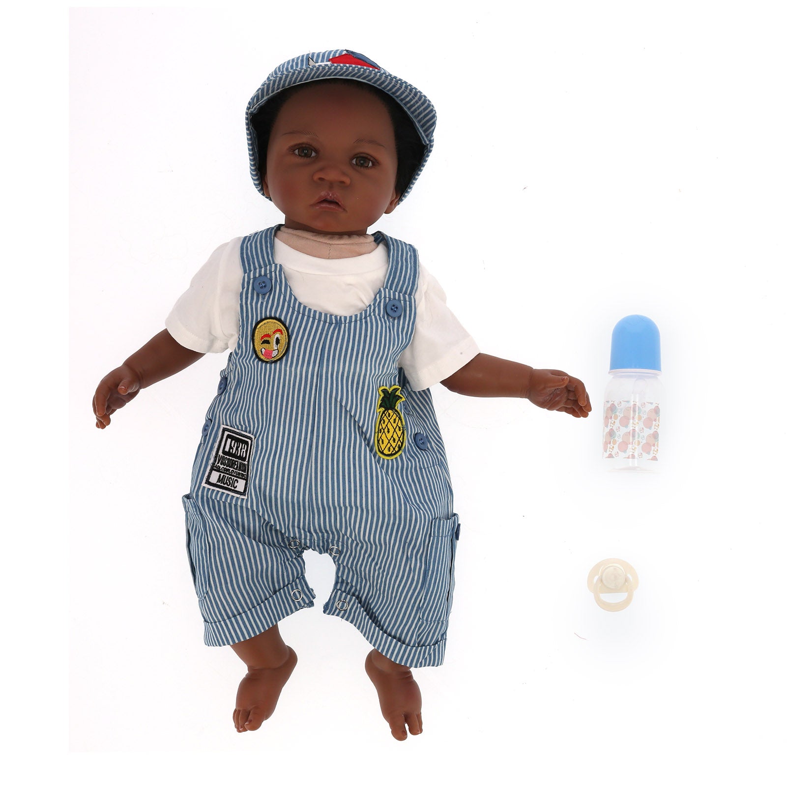 60cm Black Skin Infant Doll Toy Cute Lifelike Reborn Baby Boy Doll Children Gift