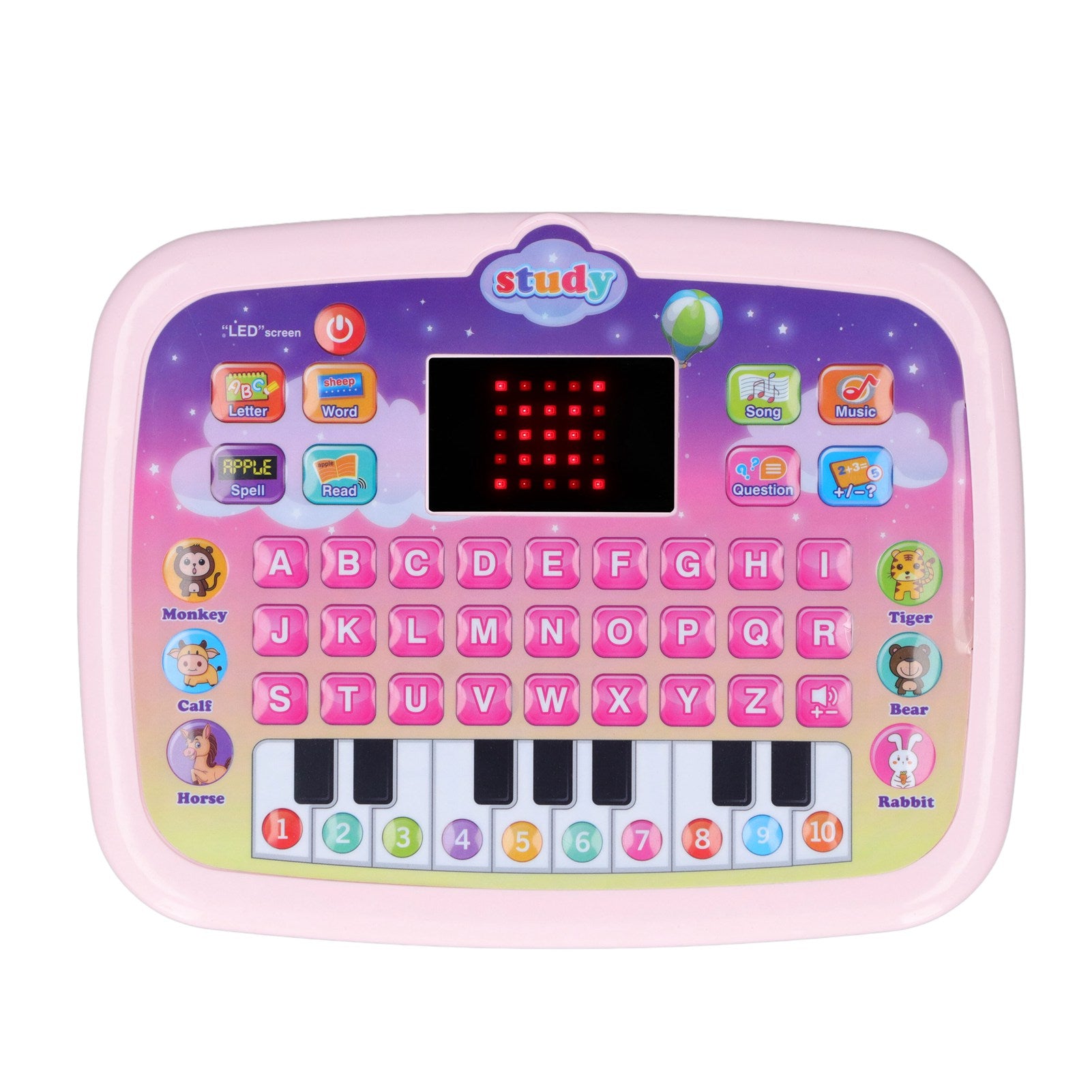 LED Early Education Machine Multifunctional Interactive Learning Machine for Children Pink