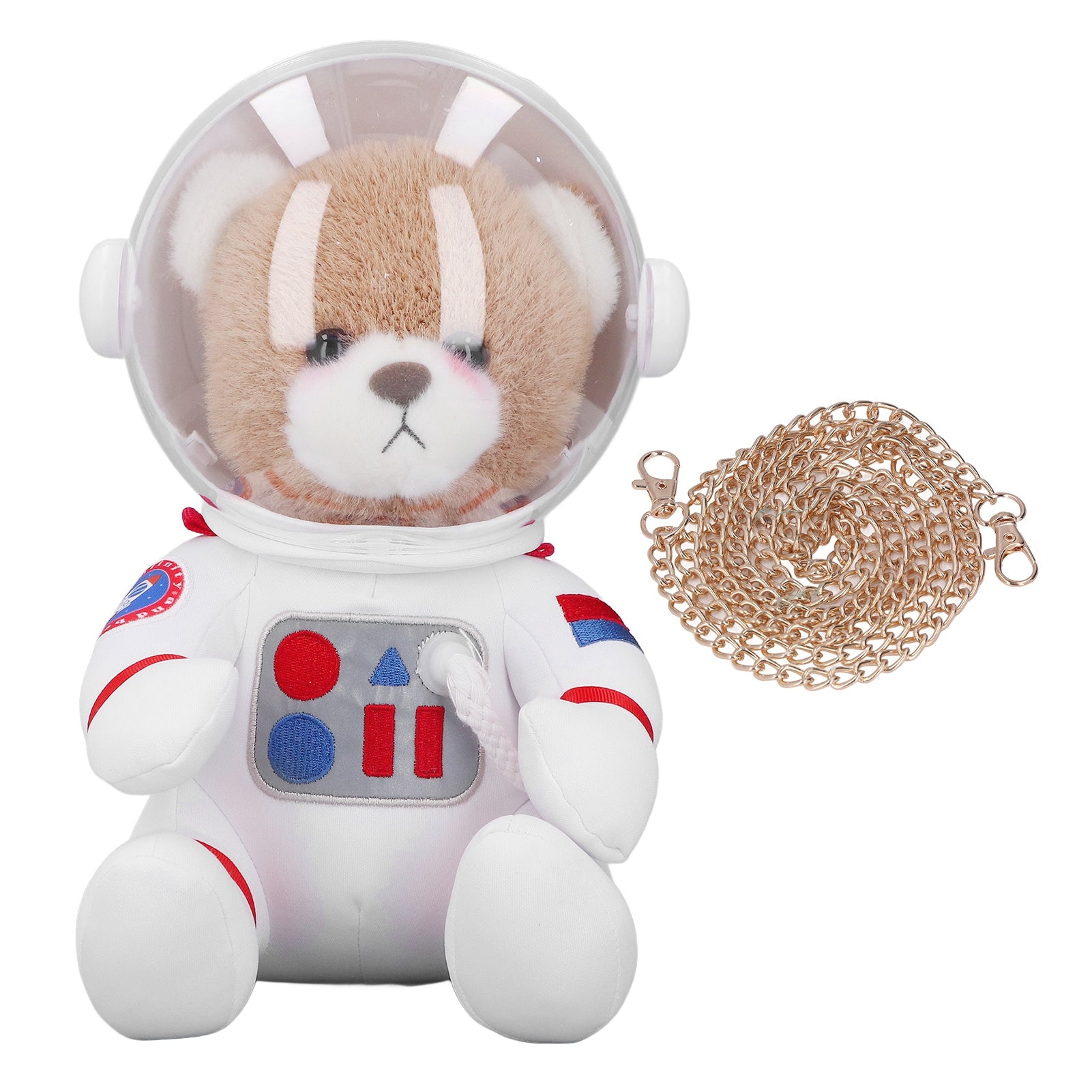11.81in Space Bear Stuffed Toy Small Bag Adorable Down Cotton Cartoon Bear Doll for Birthday Gift Brown