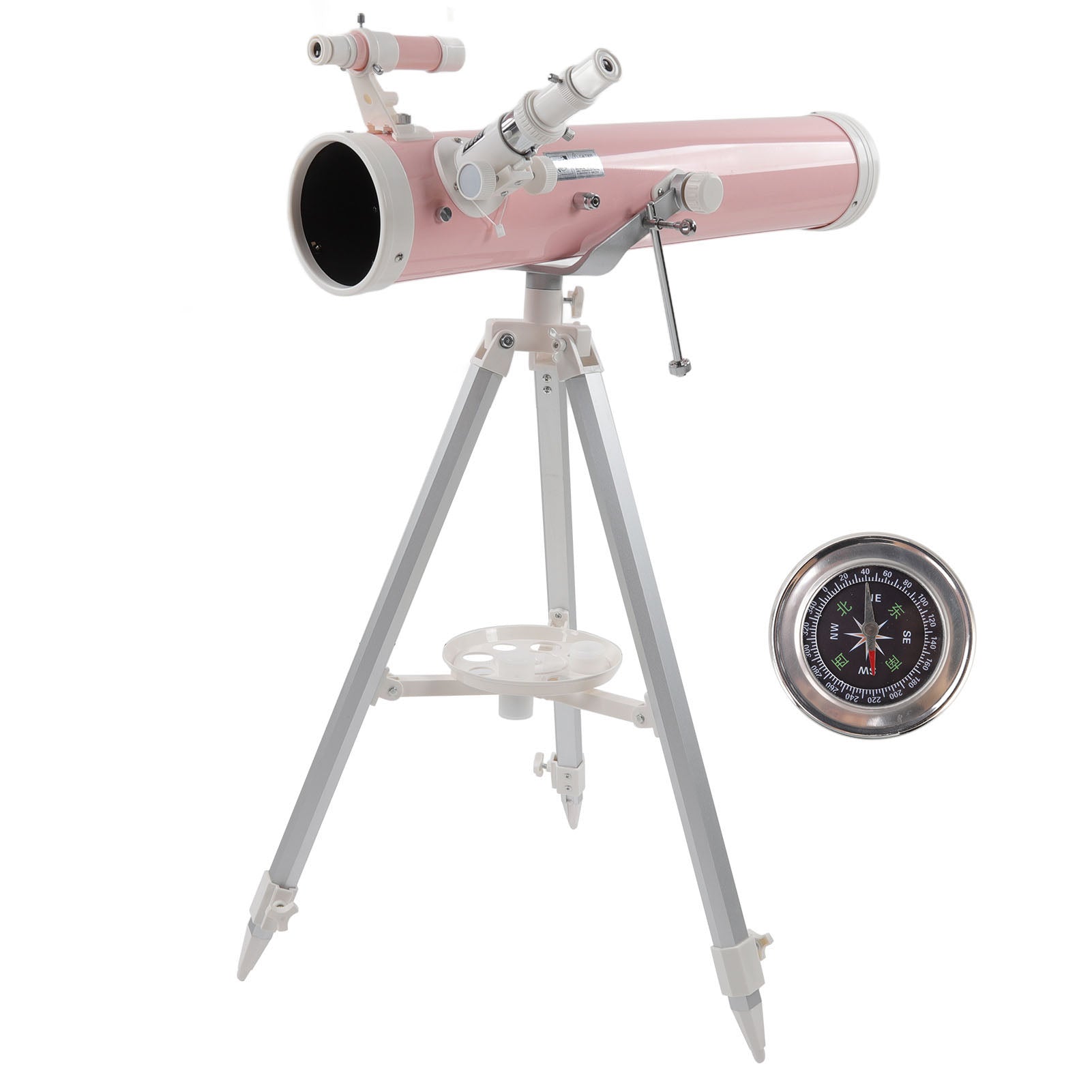 Refractor Telescope 76mm Aperture 700mm Focal Length Portable Astronomy Telescope with Adjustable Tripod for Kids Pink