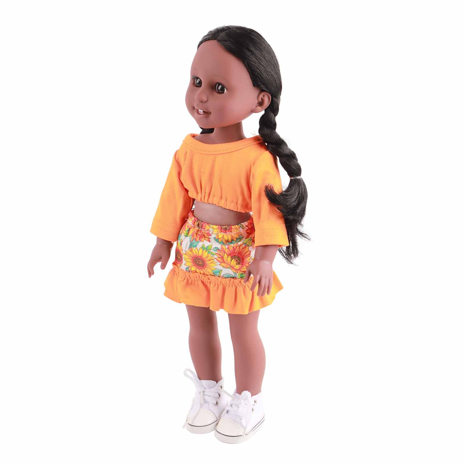 Black Girl Doll 15 Inch Lovely Vinyl Girl Doll with Fashionable Clothes Birthday Gift for Children