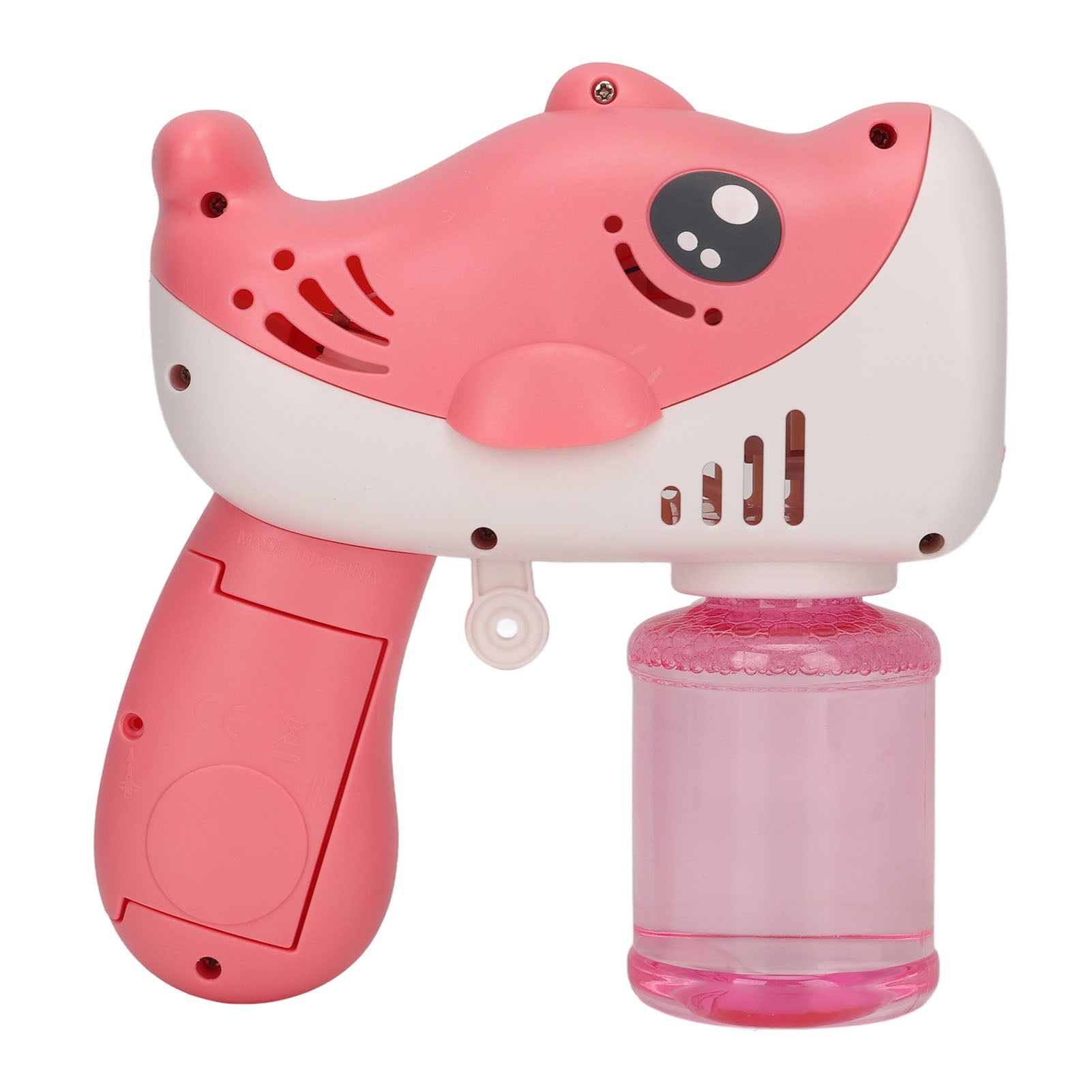 12 Holes Bubbles Machine Handheld Battery Operated Automatic Dolphin Bubble Blower with Light Pink