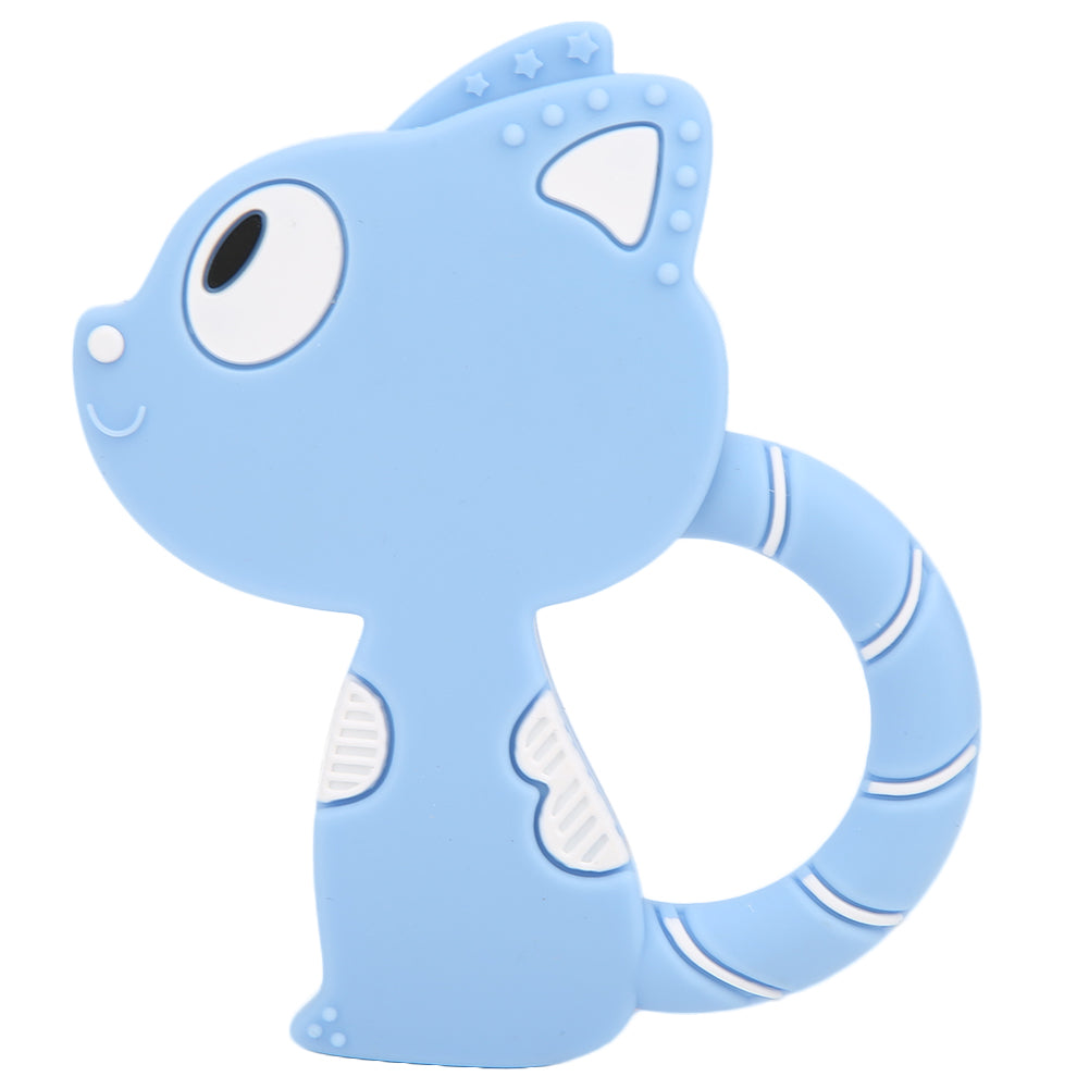 Baby Teething Toys Cute Cartoon Animal Shape Silicone Teether for Baby Kid ChildrenBlue