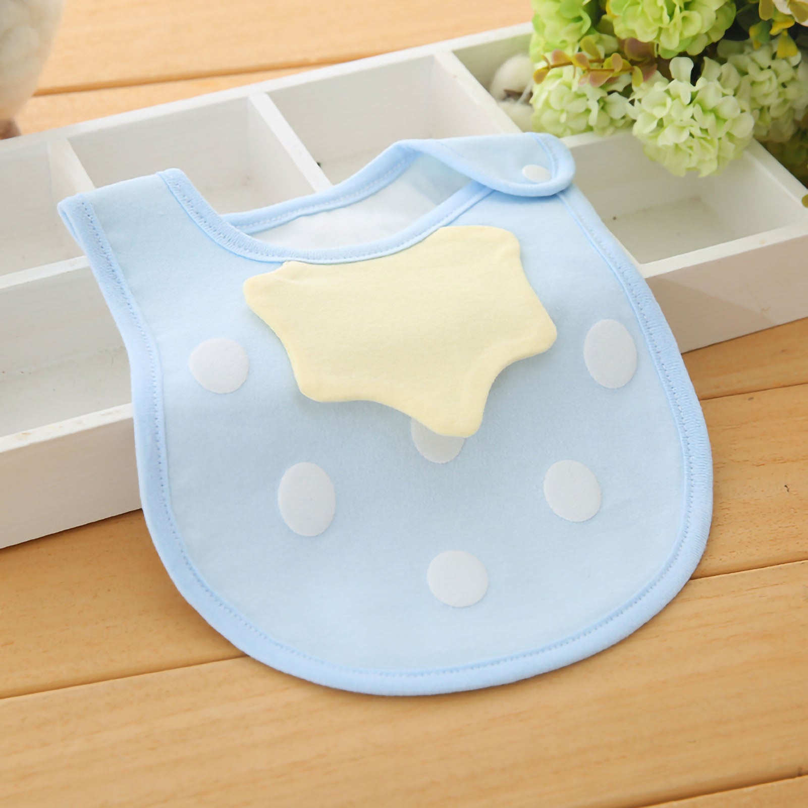 Baby Bib for Eating 1-3 Years Children's 3D Waterproof Concealed Button Feeding Accessories(Blue )