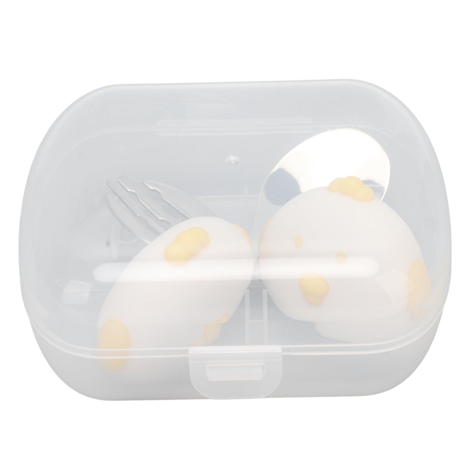 Baby Fork Spoon Set Stainless Steel Portable Short Handle Toddler Forks and Spoons for Schools Kindergartens White