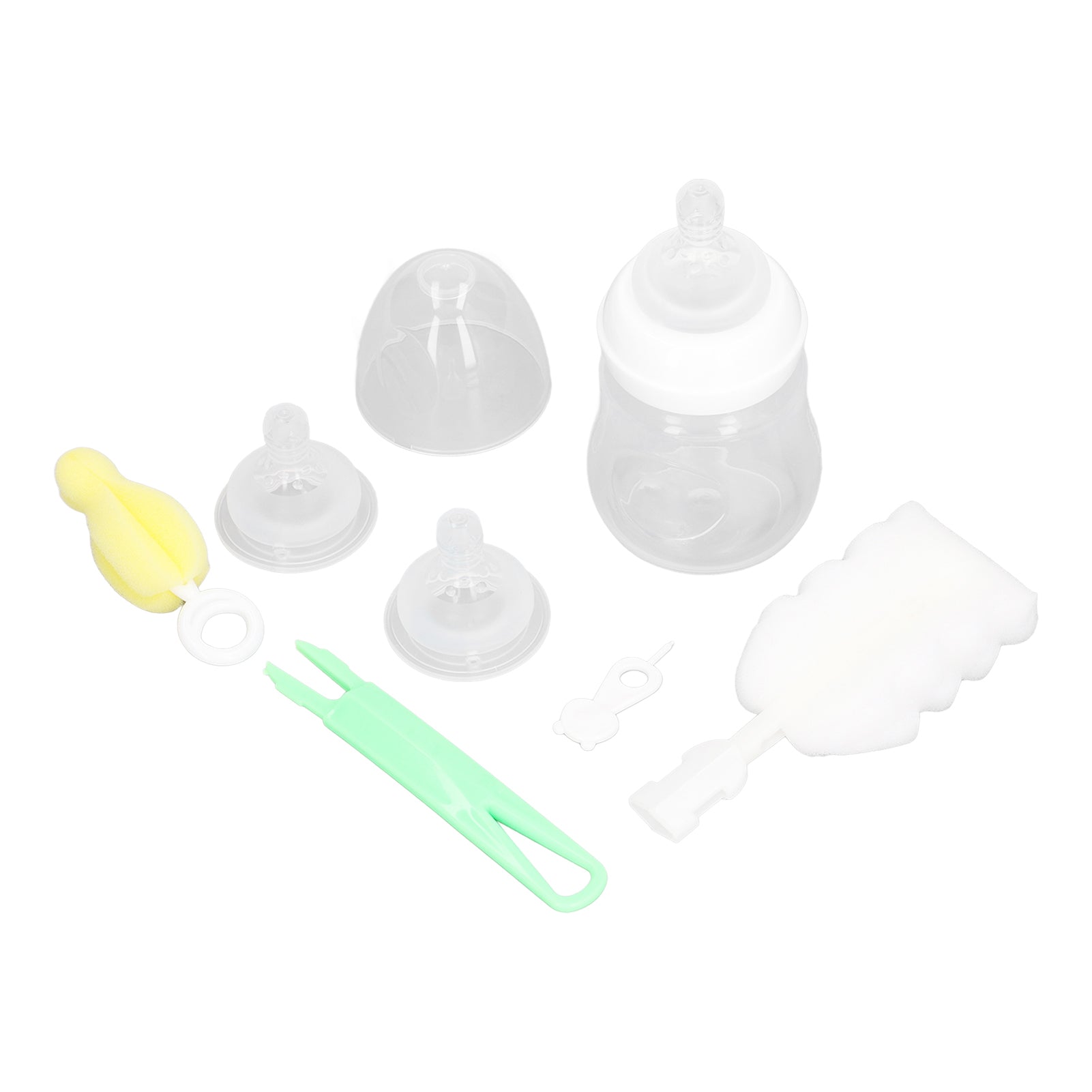 6pcs Baby Feeding Bottle Set with Brush 2pcs Soft Nipple Wide Opening Silicone Milk Bottle Set 180ml
